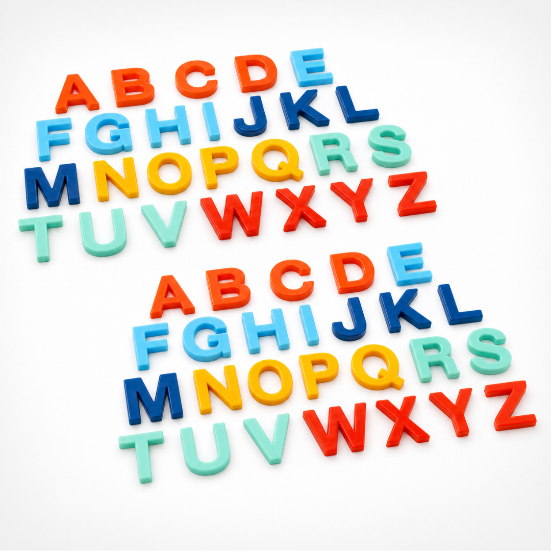52-Piece Magnetic Alphabet Letters, 2 Complete A–Z Sets, 1-1/2 Inch Colorful ABC Magnets for Refrigerator, Magnetic Board, Early Learning, Spelling and Classroom Activities