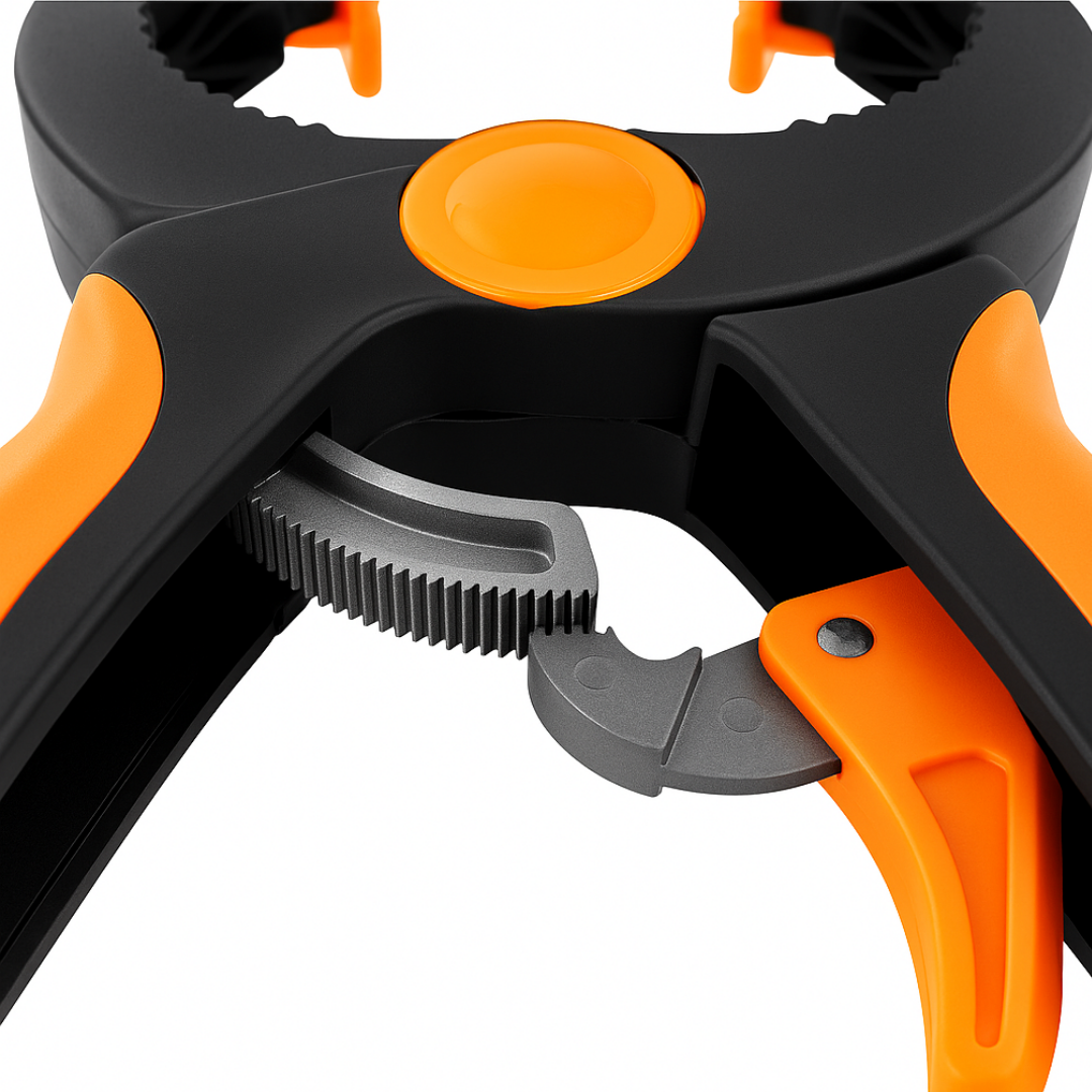 8-Inch Ratcheting Quick-Release Clamp with Pivoting Jaws – Adjustable Hand Clamp for Gluing, Woodworking, and DIY Projects