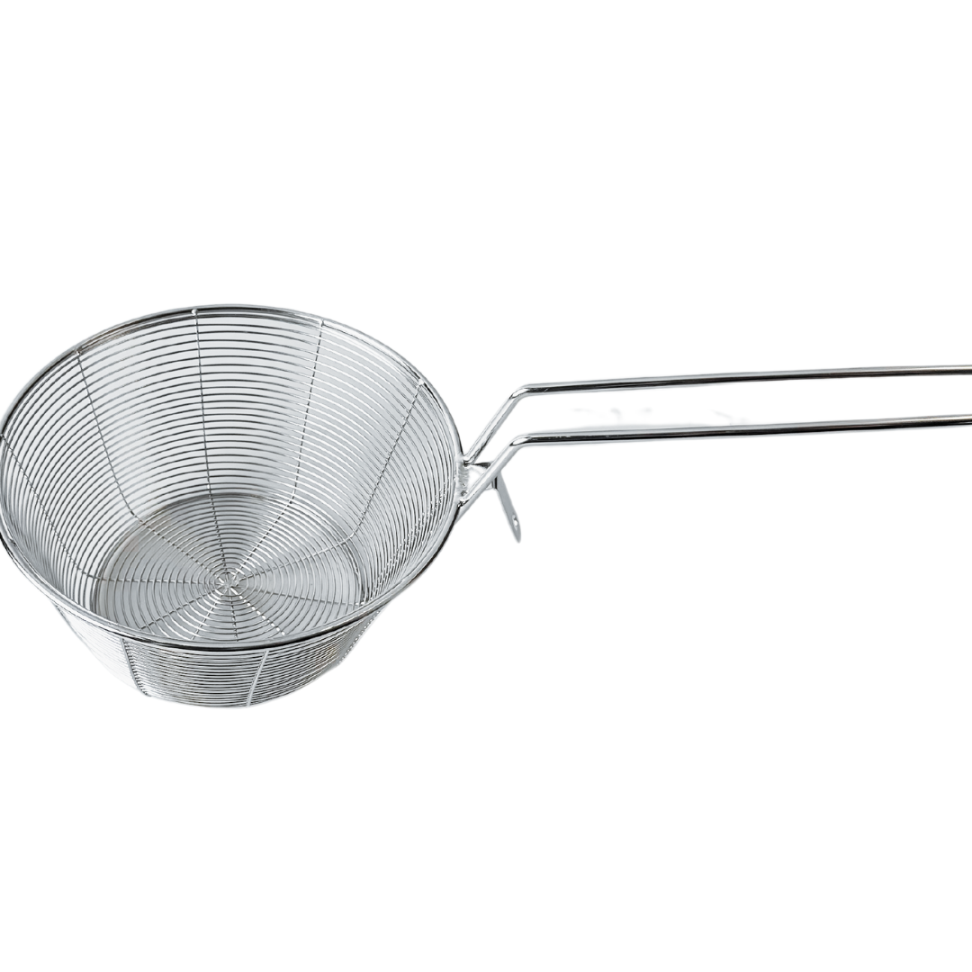 Premium Stainless Steel Fry Basket Mesh with Hanger - 8 Inch Opening