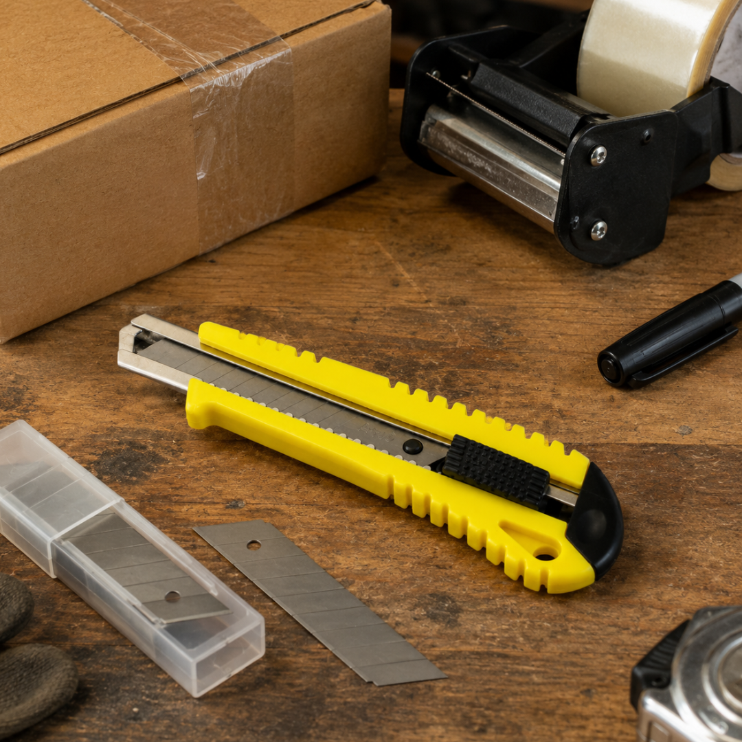 6-1/4 Inch Utility Knife with Stainless Steel Snap Blade & Yellow Plastic Handle – Pack of 4 – PK9003-YTD-Z04