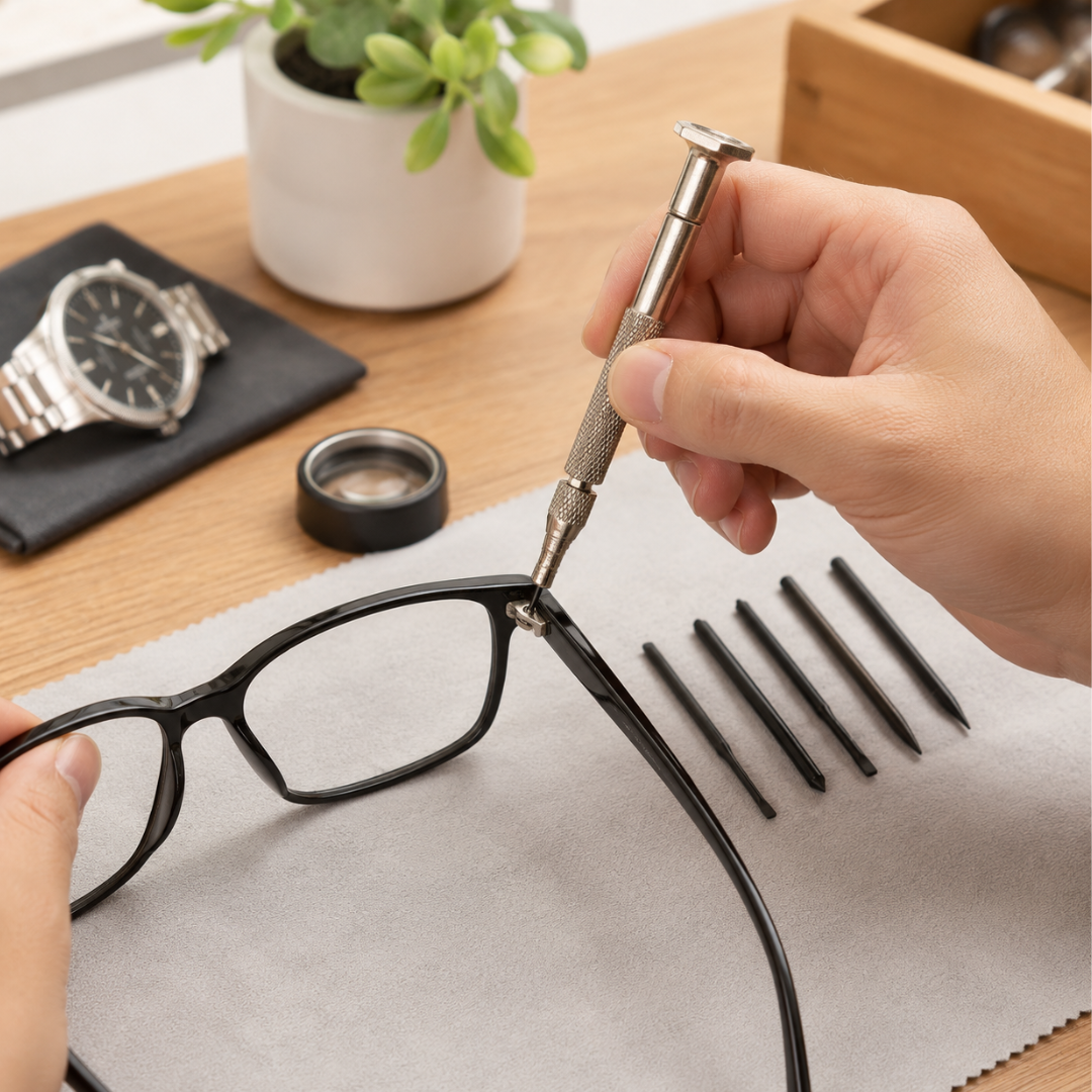 Watch and Glasses Repair Kit, 5-in-1 Precision Screwdriver with Interchangeable Bits for Eyeglasses, Watches, Electronics & Small Repairs