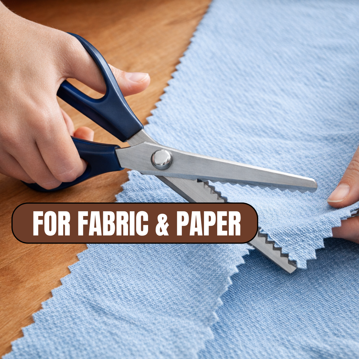 8-Inch Pinking Shears with Scalloped Edge – Heavy-Duty Fabric Cutting Scissors with Plastic Grip Handles for Sewing, Crafts, Paper & Leather