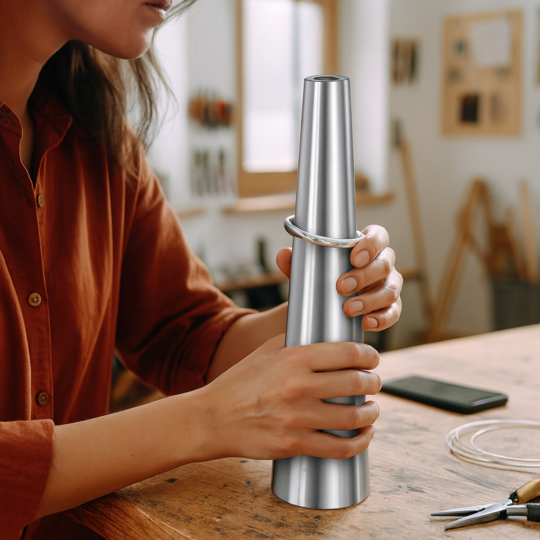 12" (30.5 cm) Steel Bracelet Mandrel | Oval Shape | Tapers 1.75" (4.4 cm) to 2.75" (7 cm) | Hardened Metal with Polished Finish