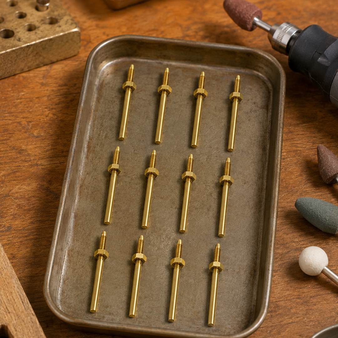 12-Piece Screw-Tip Mandrel Set for Rubber Polishing Heads – 2-Inch Rotary Tool Mandrels with Nut Fasteners for Jewelry, Metalworking and Detail Polishing – TJ-04-50032