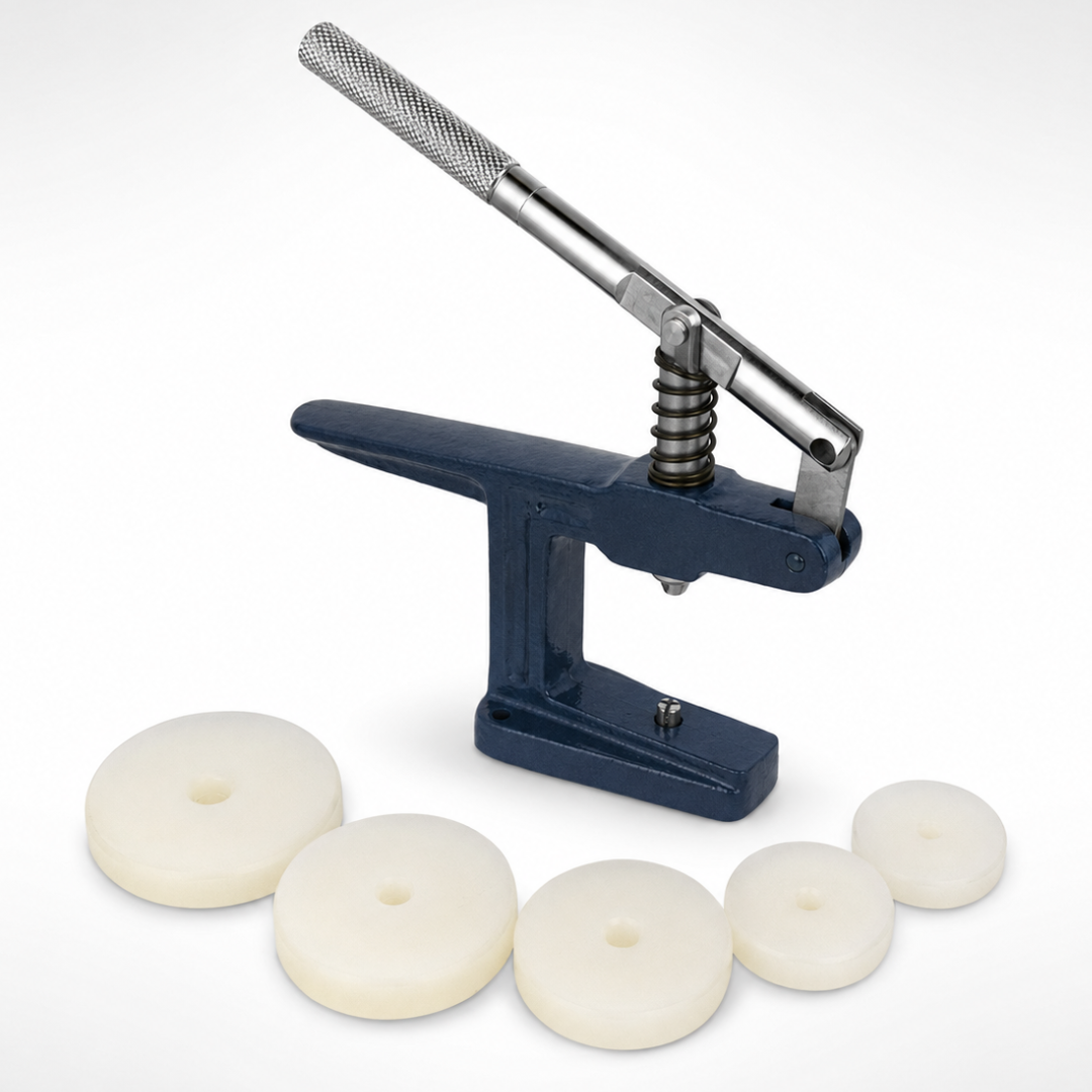 Professional Watch Press Tool with 6 Nylon Spacer Dies, 14mm to 37mm, Forged Steel Portable Watch Repair Press for Experienced Technicians