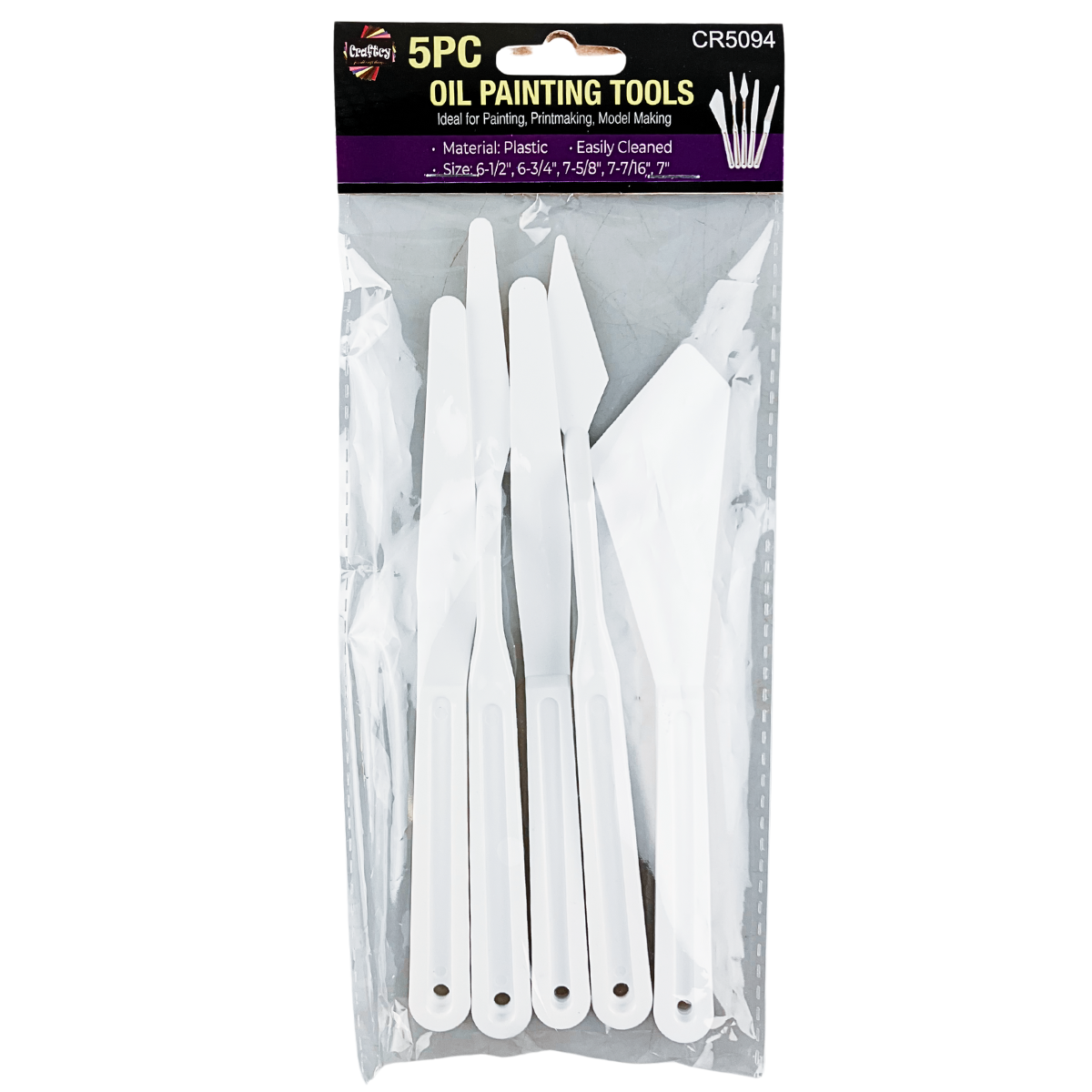 5 Piece, 6" Oil Paint Spatulas For Creating Textures On Canvas