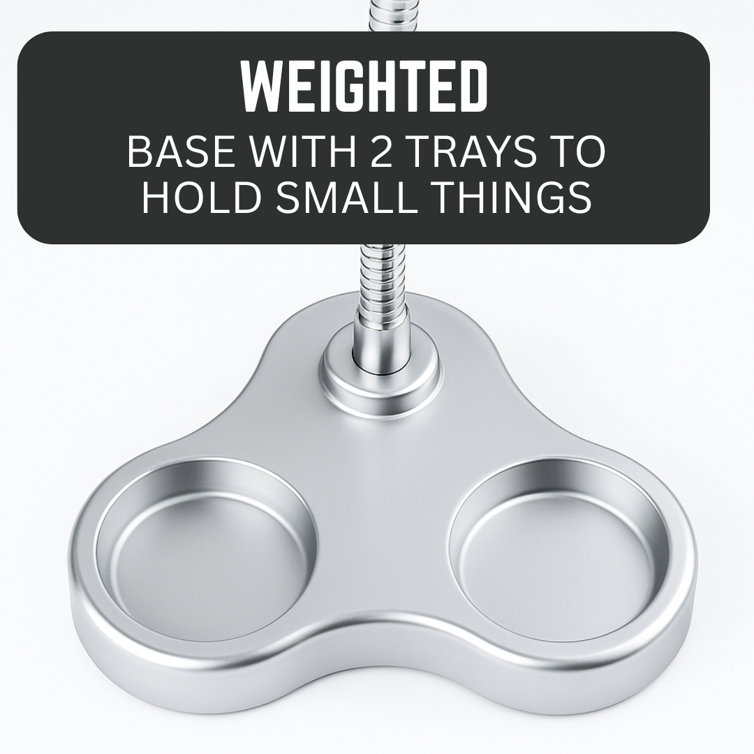 3.5" Rimless Magnifier Lamp with LED Light and Storage Base – 3X & 4.5X Power, Flexible Neck, Weighted Base, Batteries Included