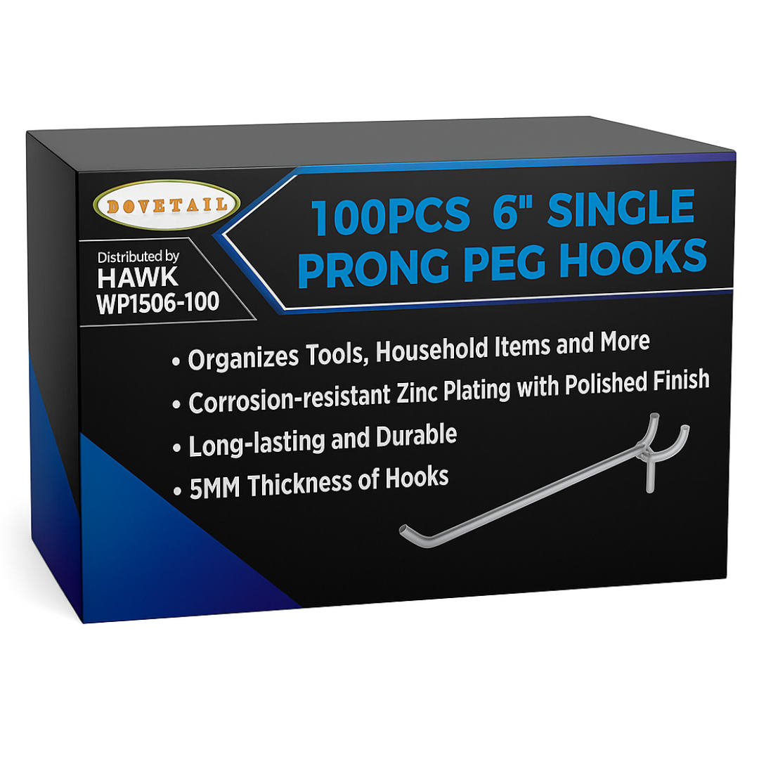 100 Pc. 6-Inch Prong Peg Hooks - HW-15066