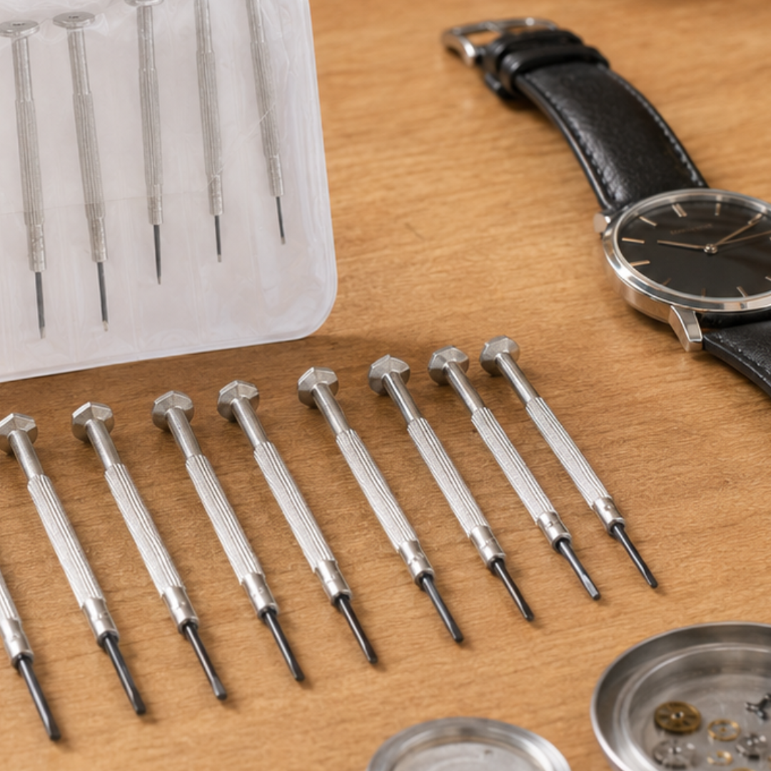 10 Piece Slotted Precision Screwdriver Set, Mini Flat Head Screwdrivers with Spinning Tops, Textured Handles & Vinyl Carry Pouch, Sizes 0.80mm to 2.0mm for Jewelry, Watches, Models & Small Repairs