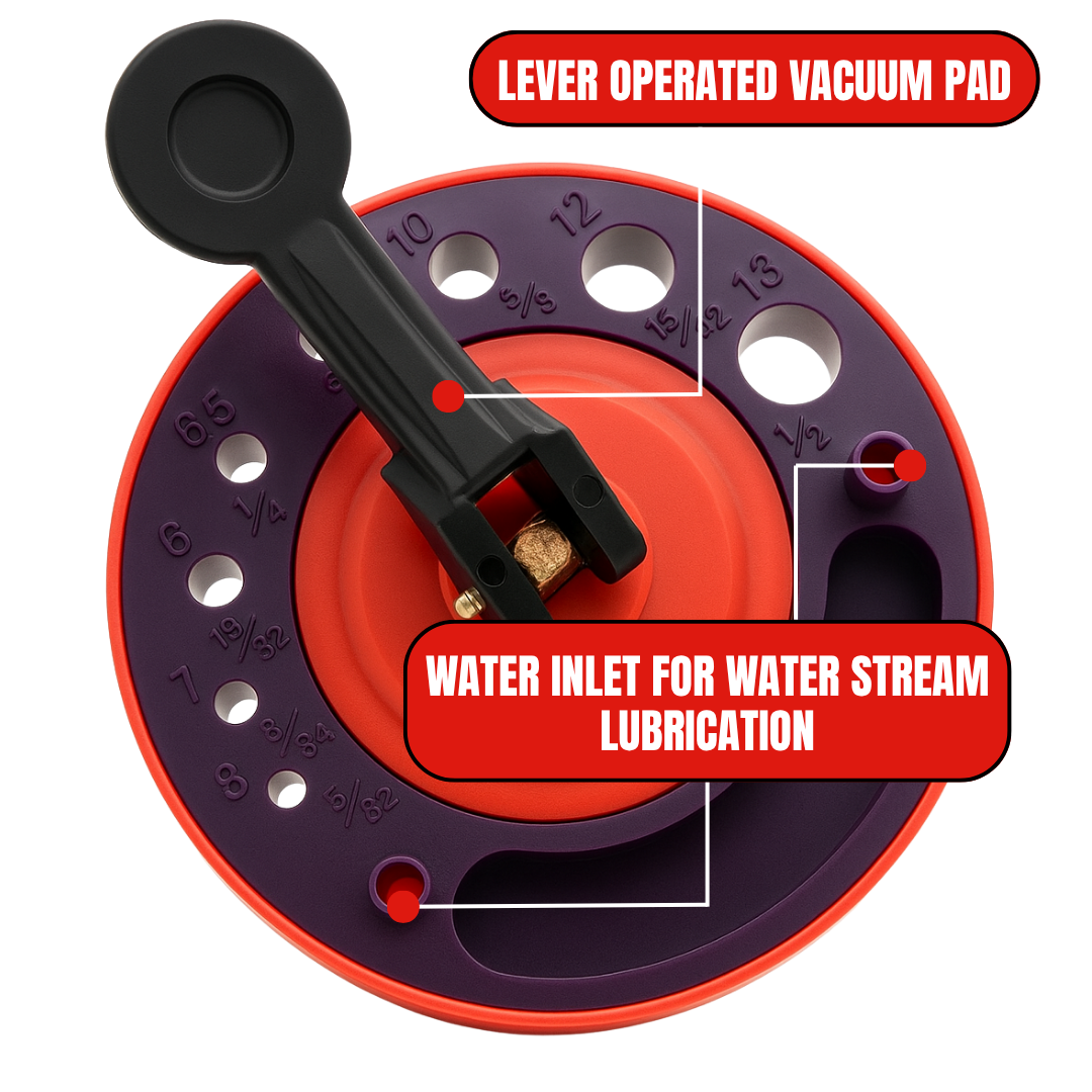 Self-Suction Tile Drilling Guide – 8 Sizes (4–13mm) | Vertical & Horizontal Use | Water-Lubrication Ports | Perfect for Bathroom, Jacuzzi, Pool, Countertop & Tile Drilling