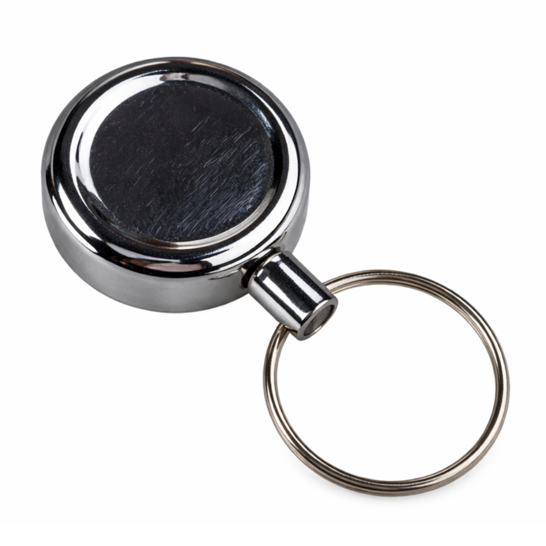 Retractable Key Reel with Belt Clip – 16" Metal Cord & 3/4" Key Ring for Secure, Hands-Free Key Access