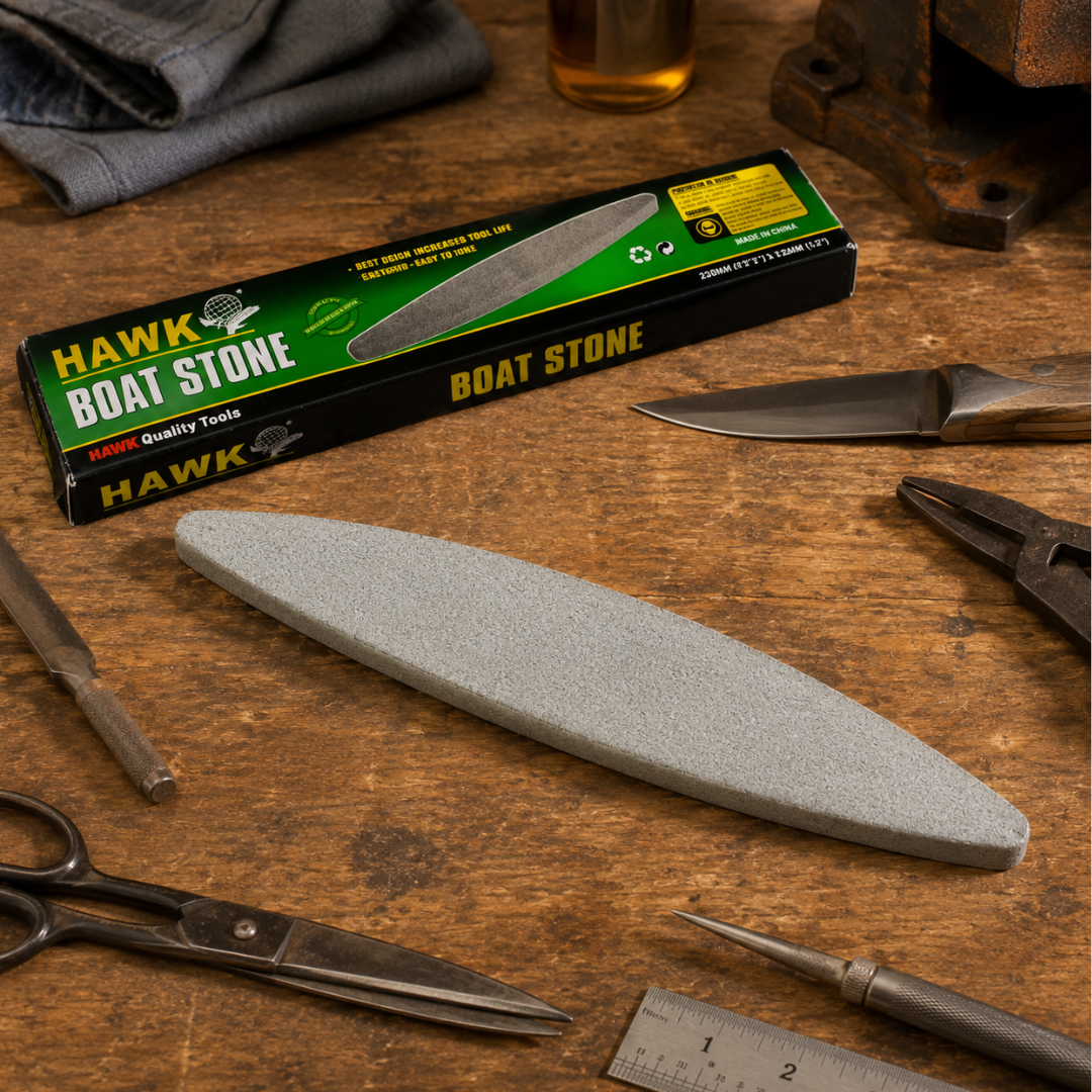9-Inch Boat-Shaped Sharpening Stone, 2-Pack – Handheld Blade Sharpener for Garden Tools, Scissors, Chisels, Knives and Other Cutting Tools – TJ-18106-Z02