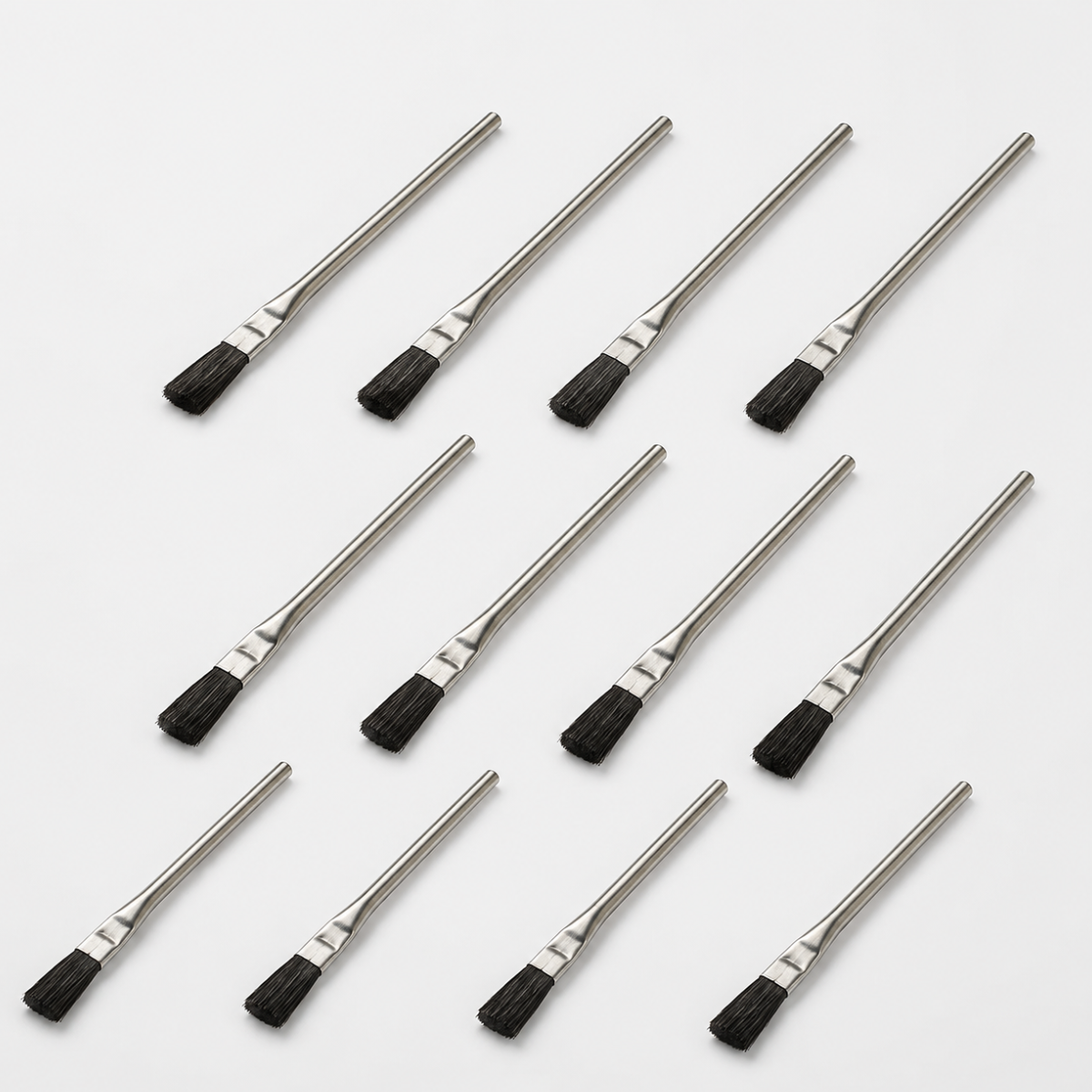 12-Piece 3/8-Inch Acid Brush Set with Horsehair Bristles and Zinc-Plated Metal Handles, 6-Inch Length — TZ63-06305