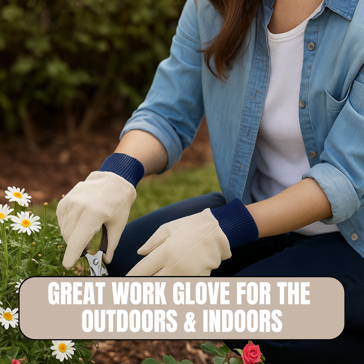 12 Pair Ladies' Cotton Canvas Gloves | Size Medium (M) | Durable & Stylish with Blue Knit Wrist | Machine Washable | Versatile Use Great For House, Yard Work, Construction