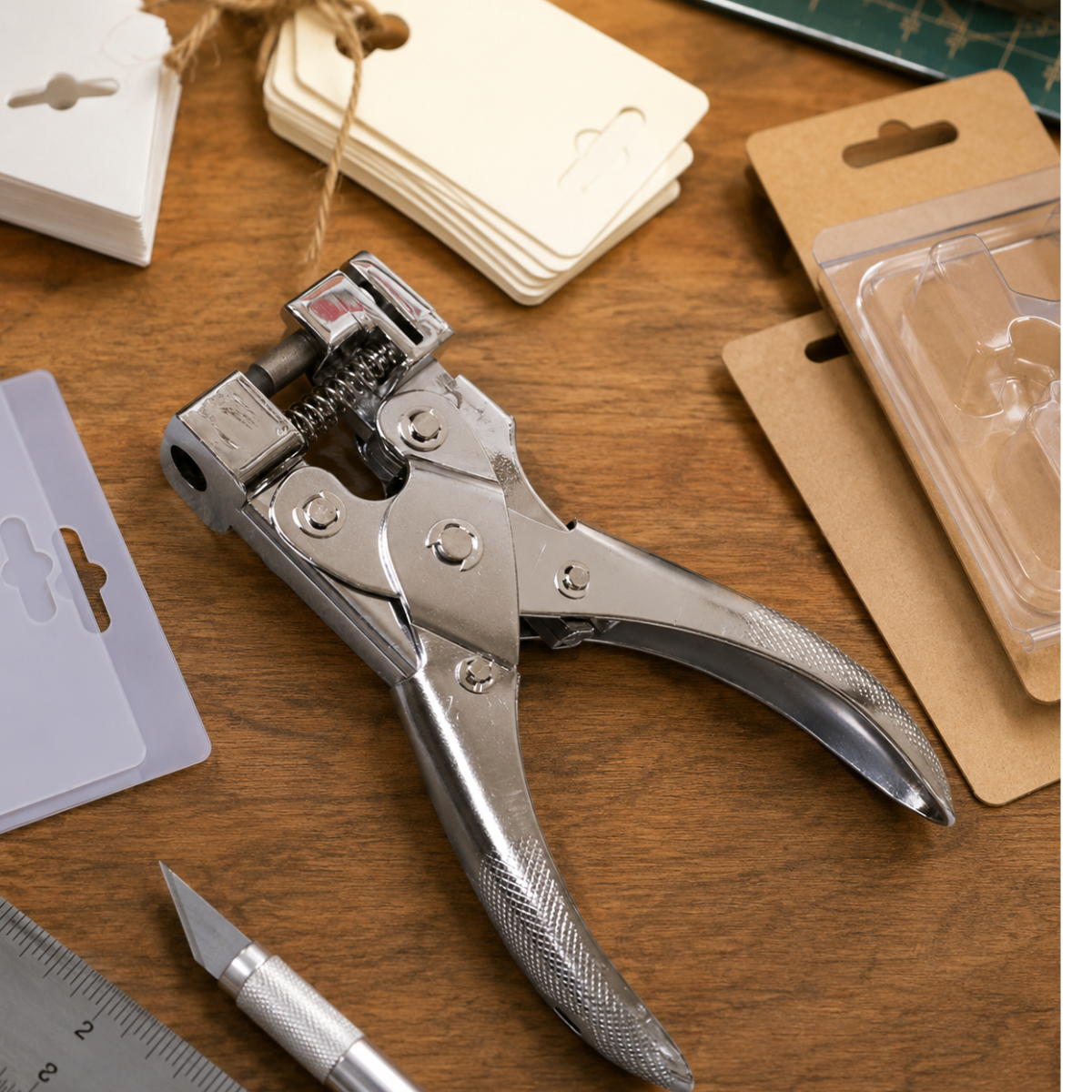 6 Inch Airplane Hole Punch Tool for Hanging Tags, Cards and Retail Packaging – Heavy-Duty Chrome-Plated Zinc Alloy Hand Punch – TP4406-DH
