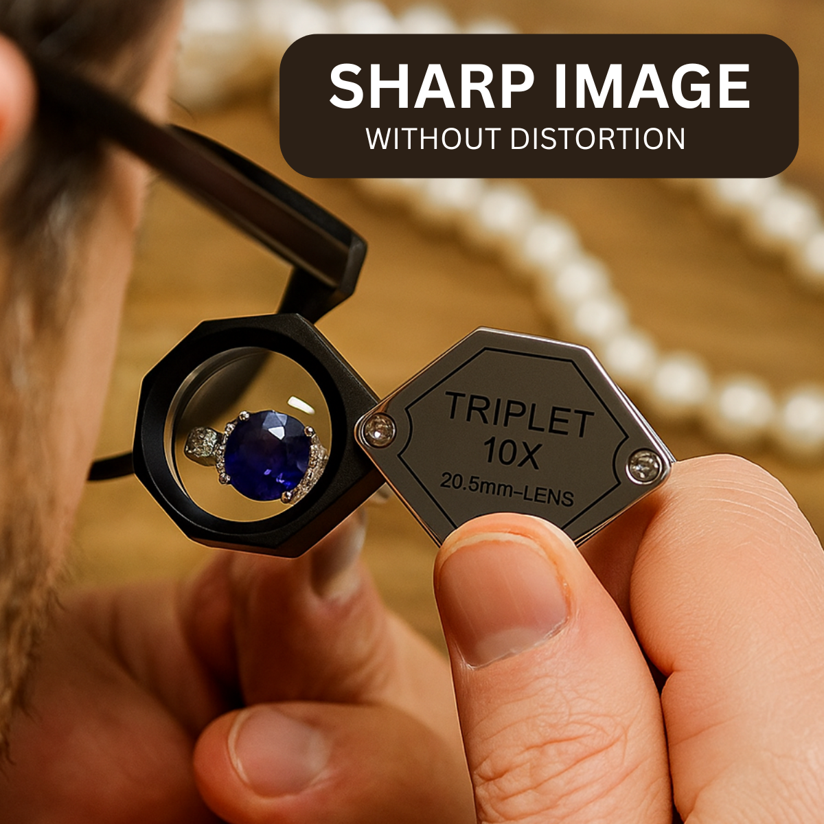 Hexagonal Frame Triple Glass Lens Jeweler's Loupe - 10X Power  - MG-02410
