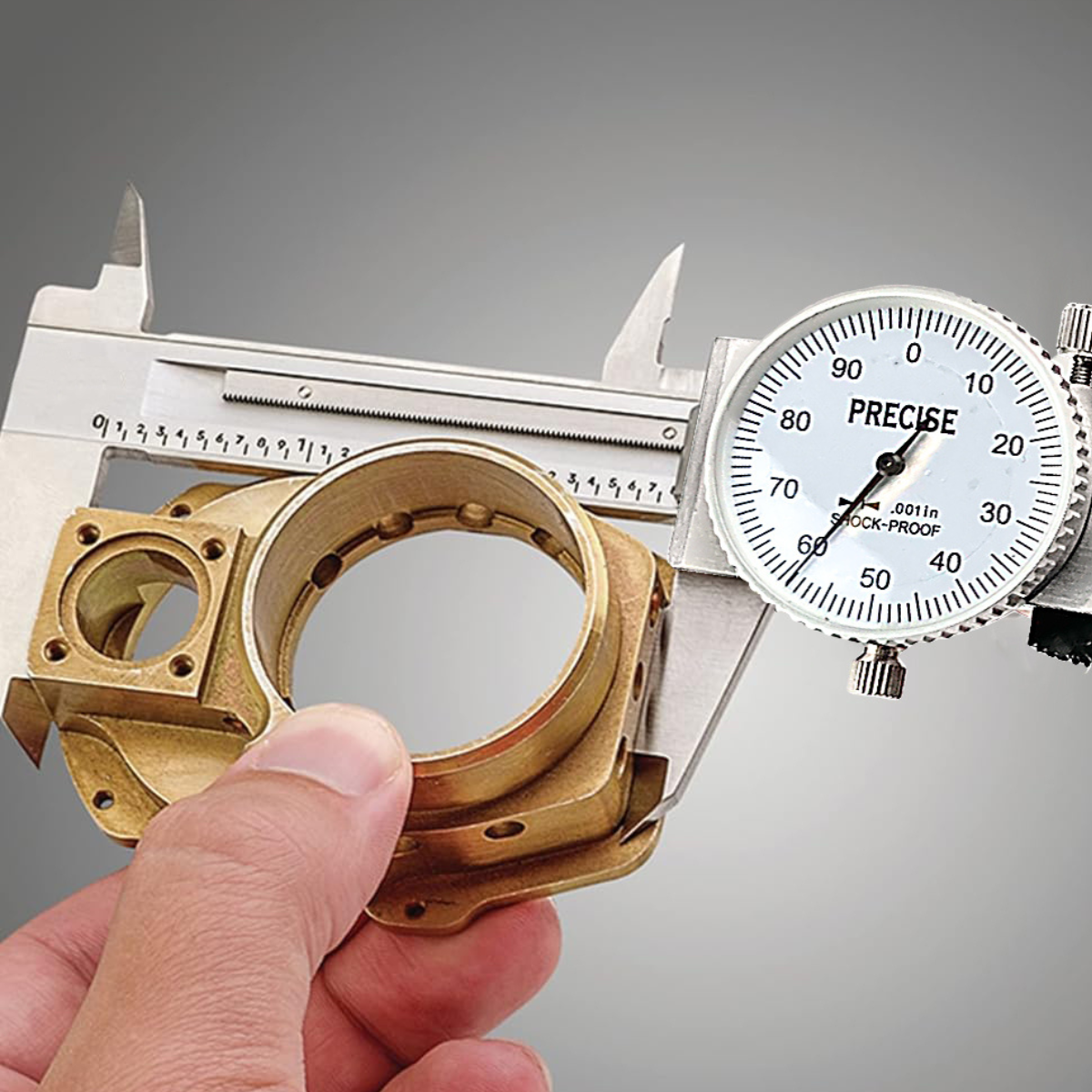 6" (15.24 cm) SAE Vernier Caliper | 0.001" Accuracy | Shockproof Dial | Stainless Steel | Satin Chrome Finish | 4-Way Measurement