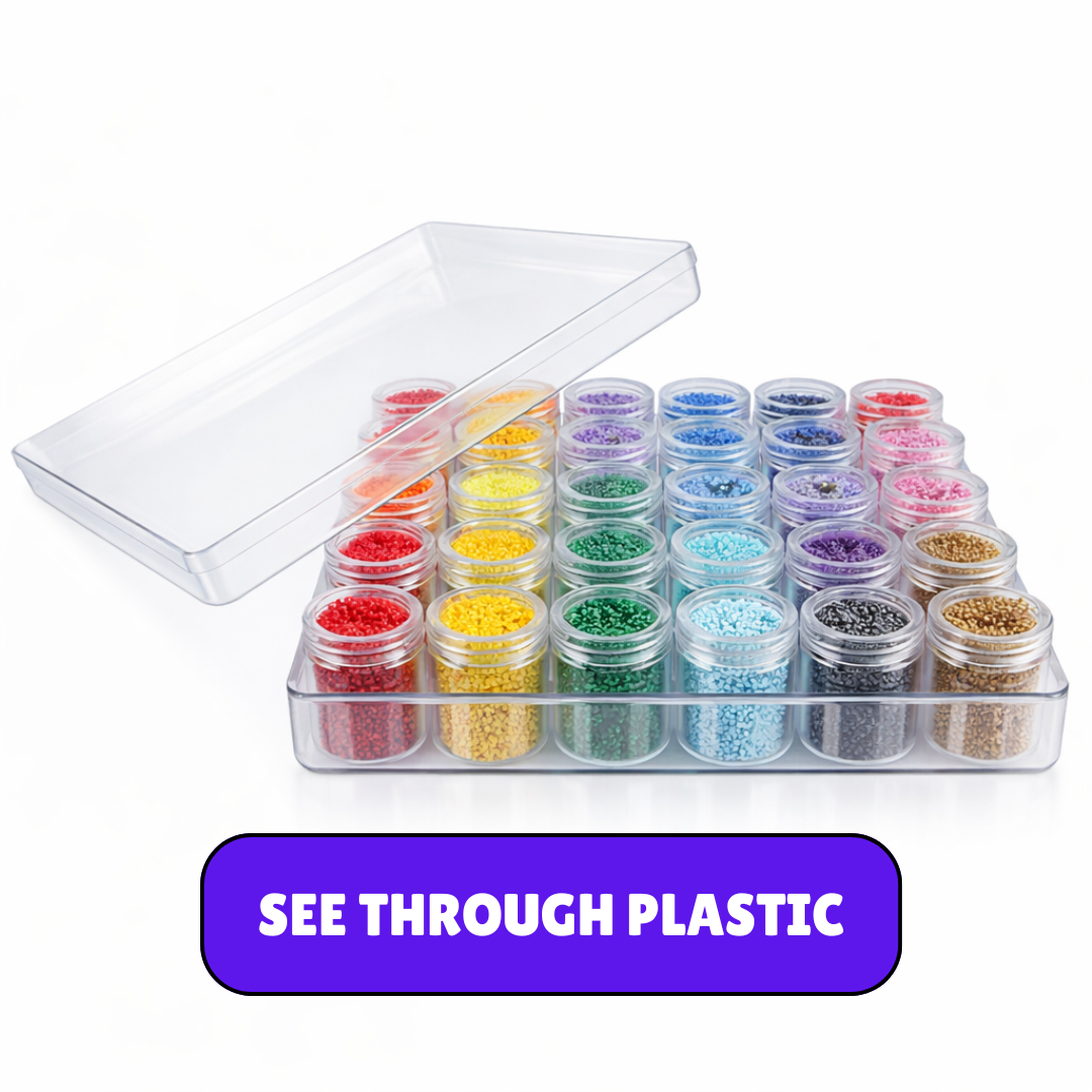 30 Pc Crafter's and Collector's Clear Plastic Box Set | 30 Self-Closing Canisters 0.86" Diameter x 1" Tall | 6.25" (15.88 cm) x 5.25" (13.34 cm) Box | Perfect for Buttons, Beads & More! Visit the BIN BUDDY Store