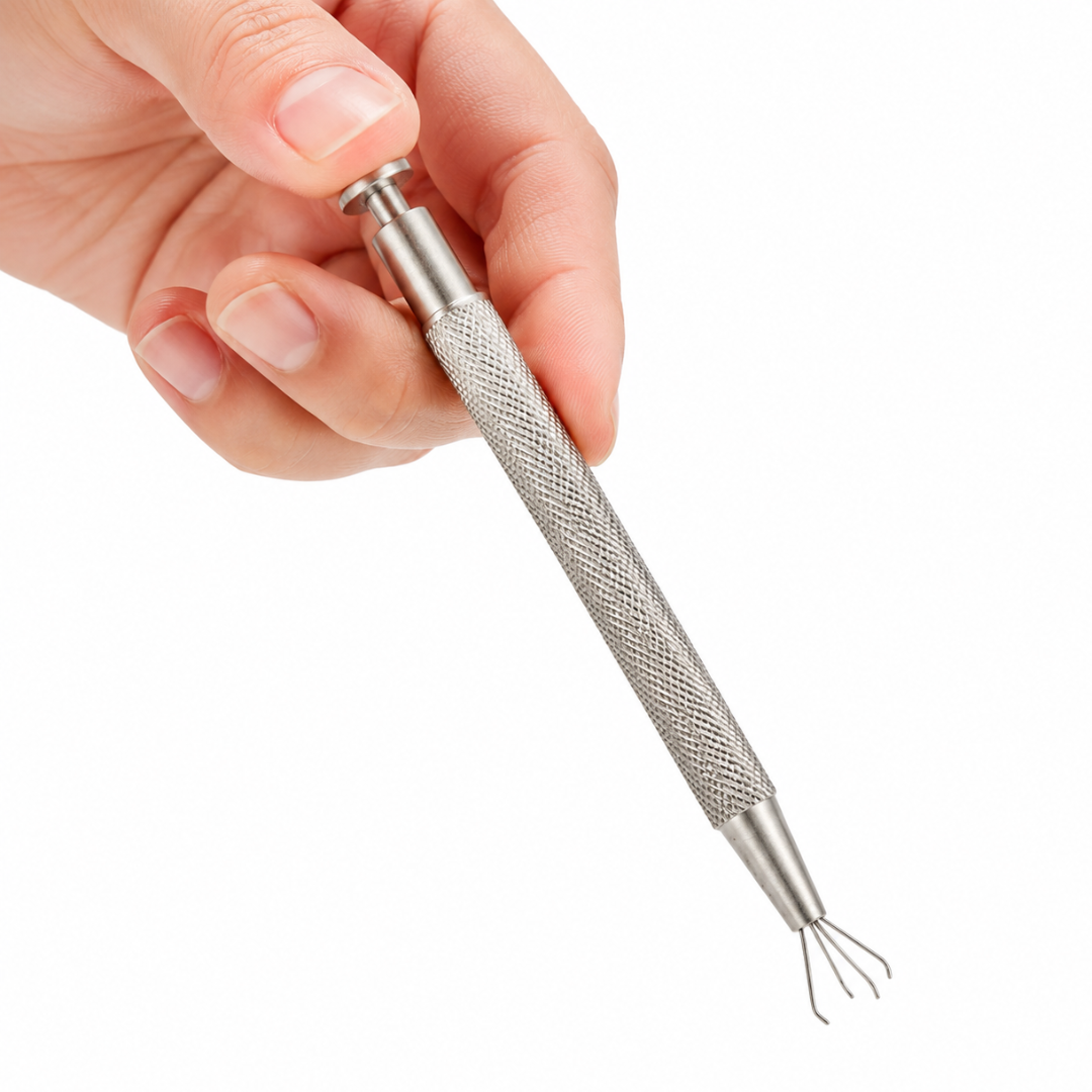 5-Piece Jeweler’s Gemstone Inspection Tool Kit with 10X Loupe, Tweezers, 4-Prong Pickup Tool, Gem Shovel, Polishing Cloth and Zippered Case – TJ100-5