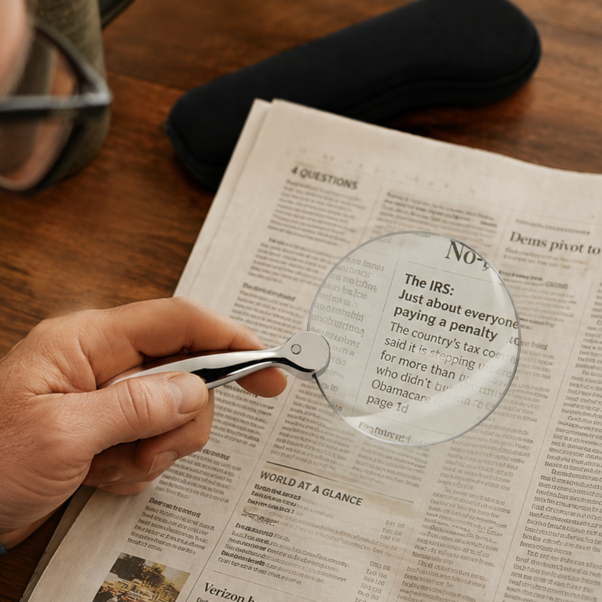 3" Rimless 2X/4X Handheld Magnifying Glass with Stainless Steel Handle & Black Zipper Storage Bag, Elegant Reading Magnifier