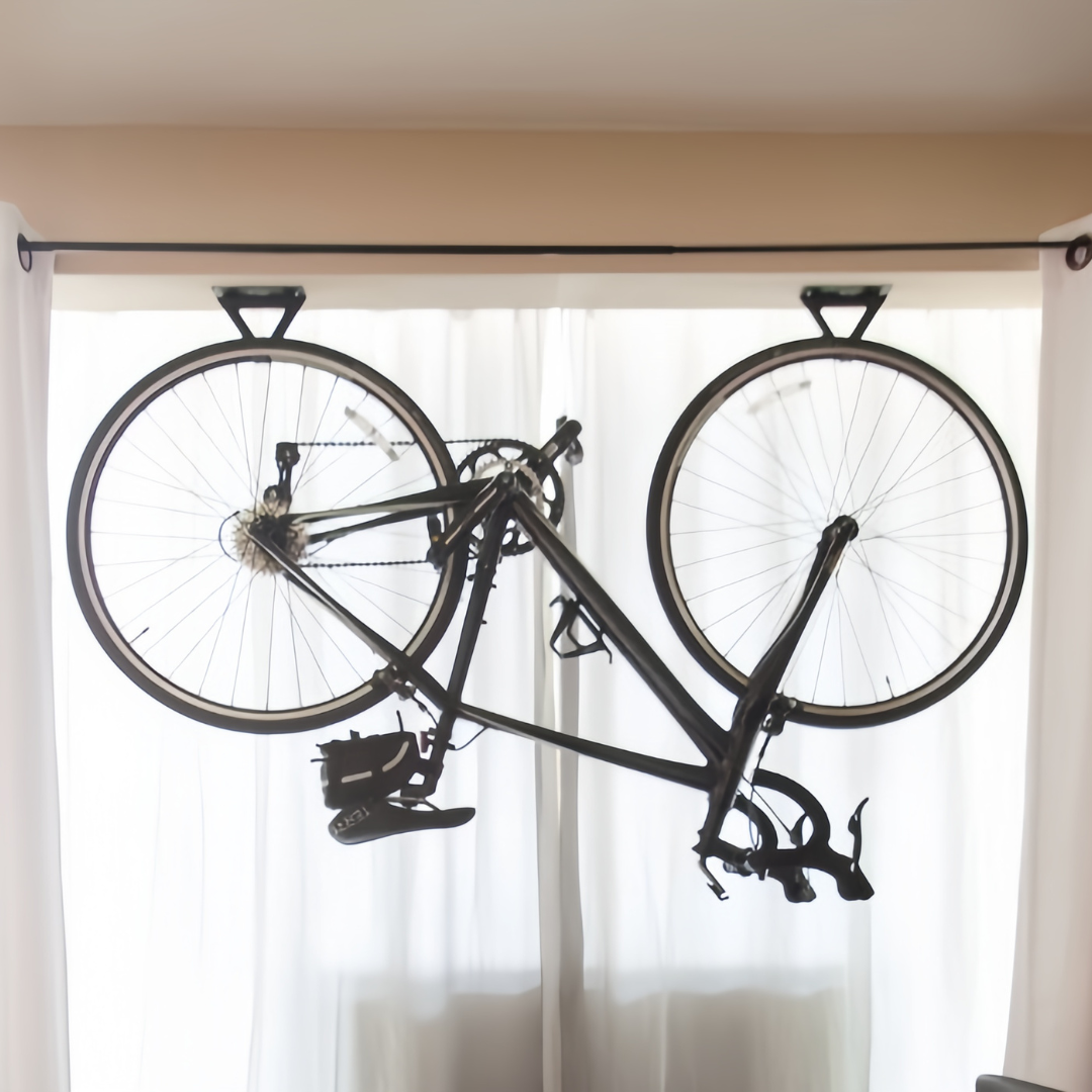 Steel Bicycle Hanging Hooks | 2 Way Design | 6" x 2.25" x 4.5" (15.2 cm x 5.7 cm x 11.4 cm) | Designed for Ceiling & Wall Mountable | Hardware Included