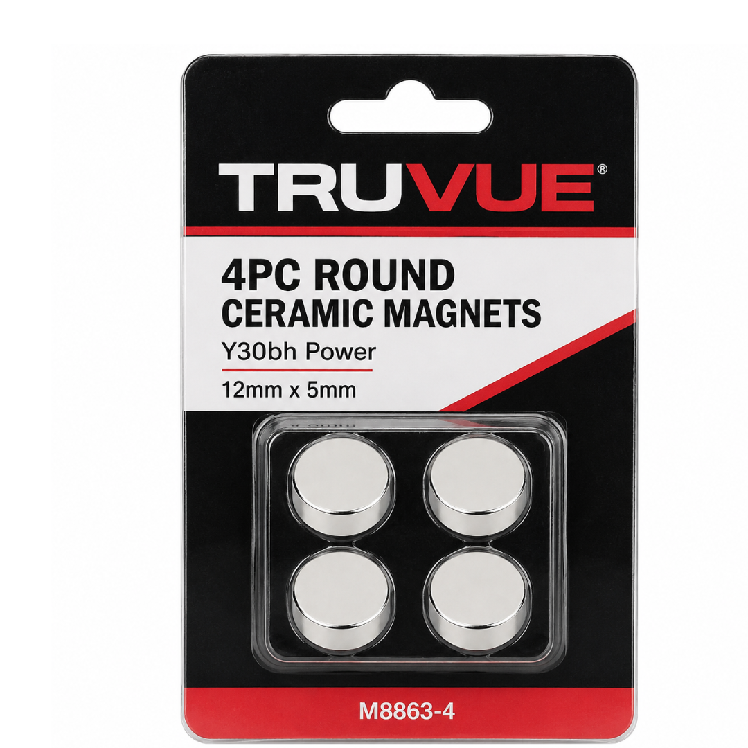 4-Piece Ceramic Magnnet Set, 1/2 Inch Diameter, 5 lb Holding Capacity Each, Chrome-Finished Heavy-Duty Magnets for Garage, Workshop, Office & DIY Projects – MC-18863