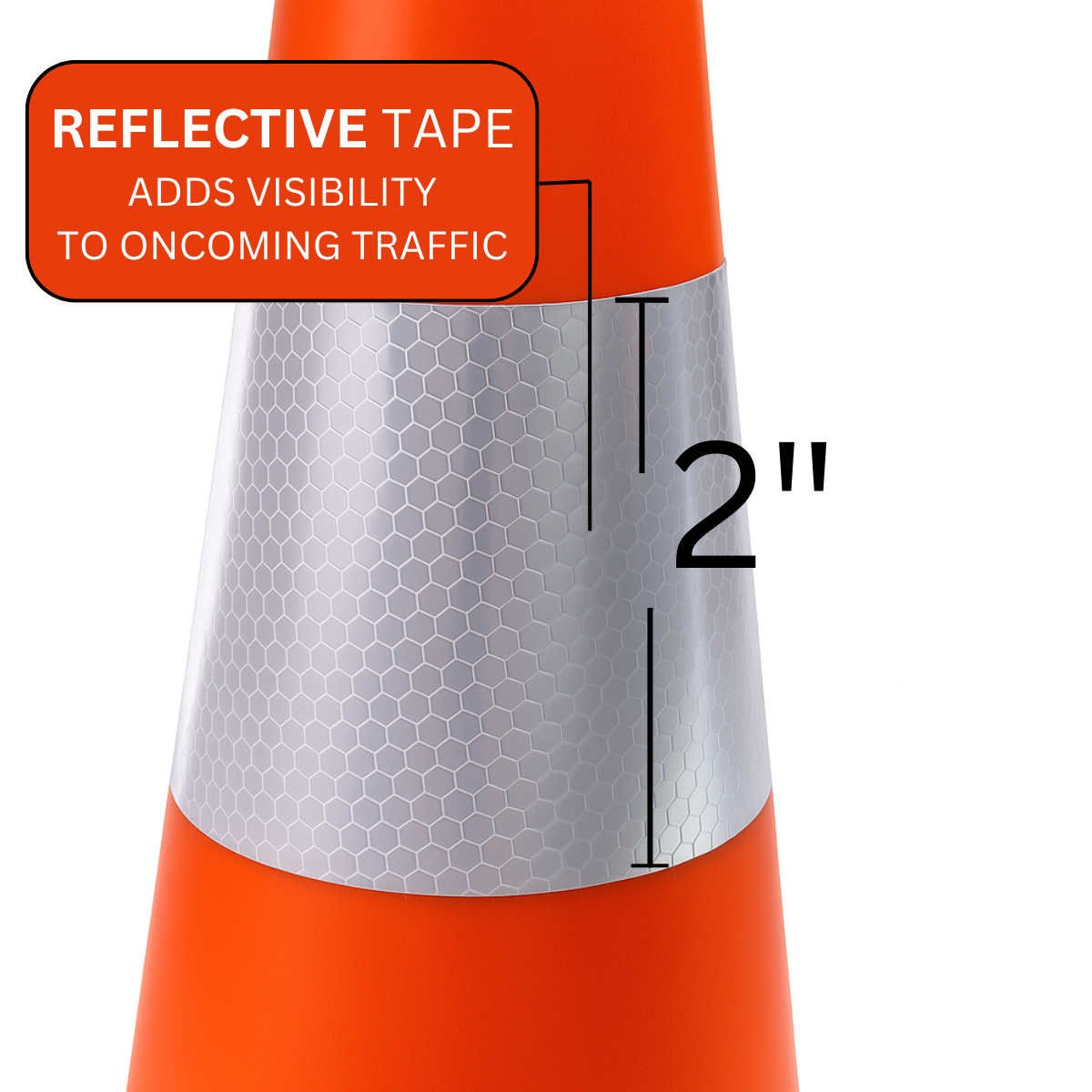 12" (30.5 cm) PVC Safety Cone | Weighted & Balanced Base | Reflective Visibility Strip | Multi-Functional for Hazard Marking, Parking & Sports