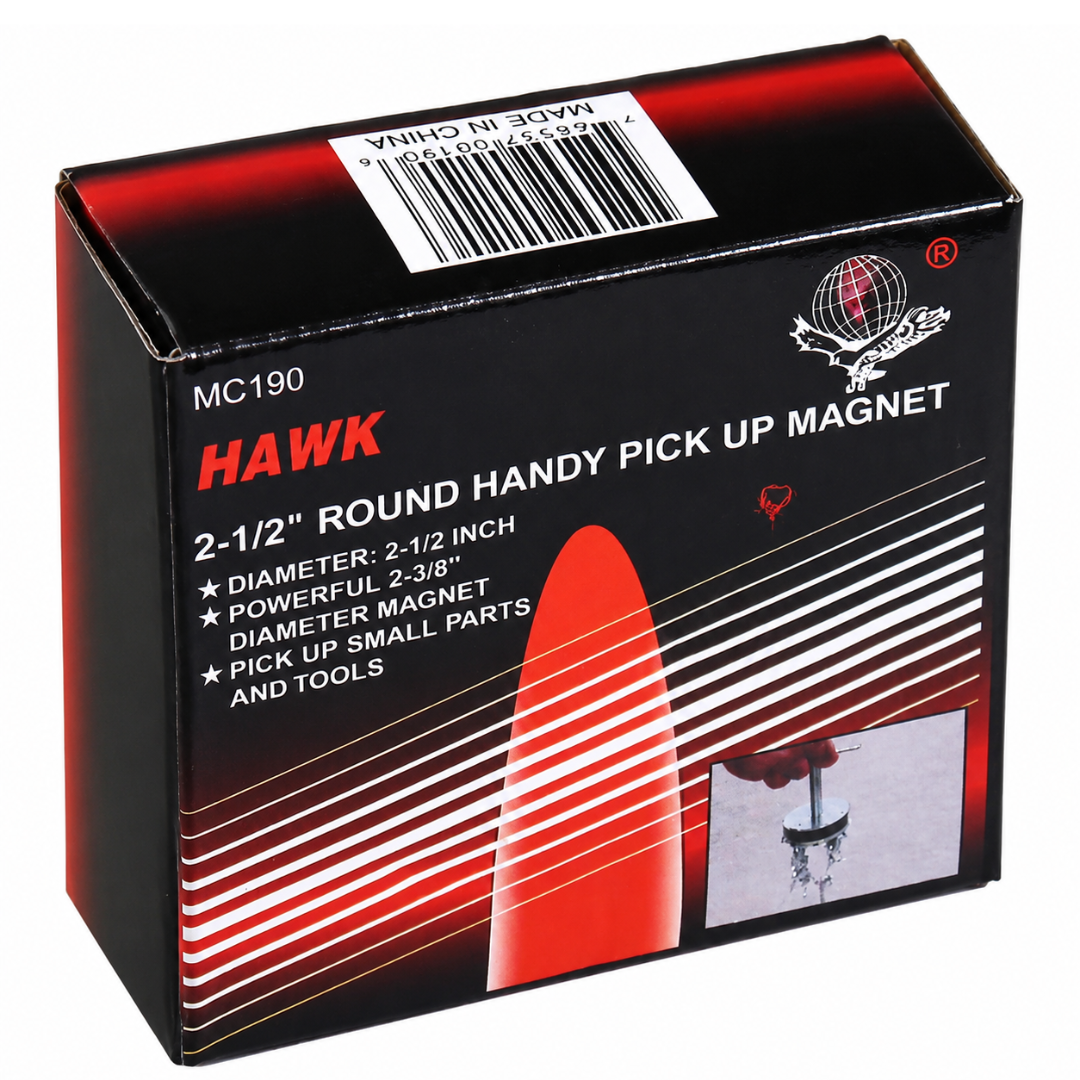 2-1/2" Round Magnetic Pick-Up Tool with T-Handle – Heavy Duty Metal Pick Up Magnet for Nails, Screws, Metal Shavings & Small Parts – MC-00190