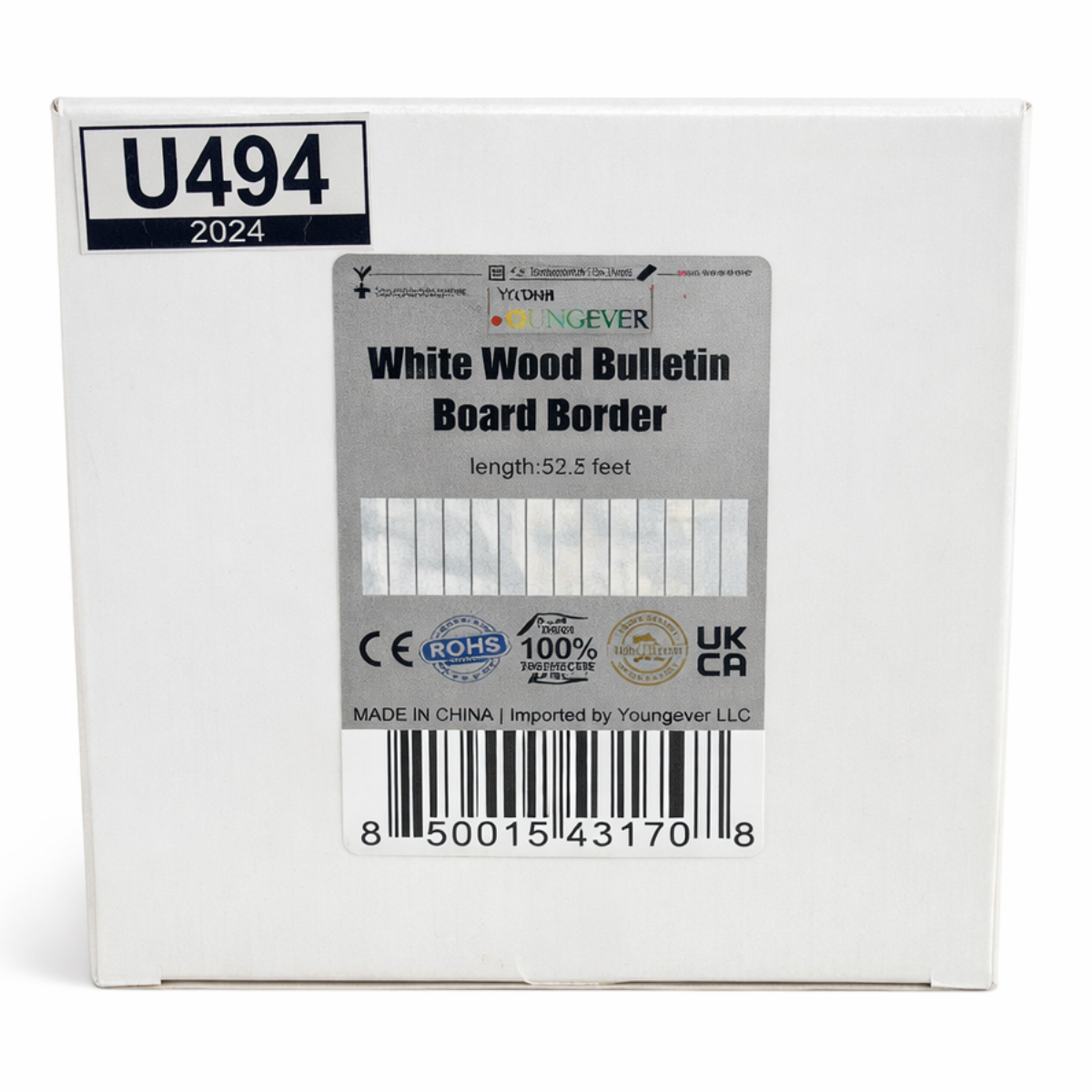 White Wood Bulletin Board Border – 3 Inch Wide, 52.5 Feet Roll, Waterproof & Erasable Decorative Border for Classroom, Office & Home