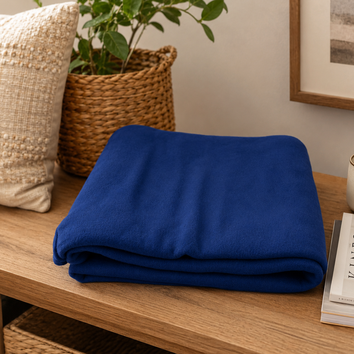 Navy Blue Fleece Blanket 60" x 80" – Soft 100% Polyester Lightweight Throw Blanket for Bed, Couch, Travel, Camping & Home