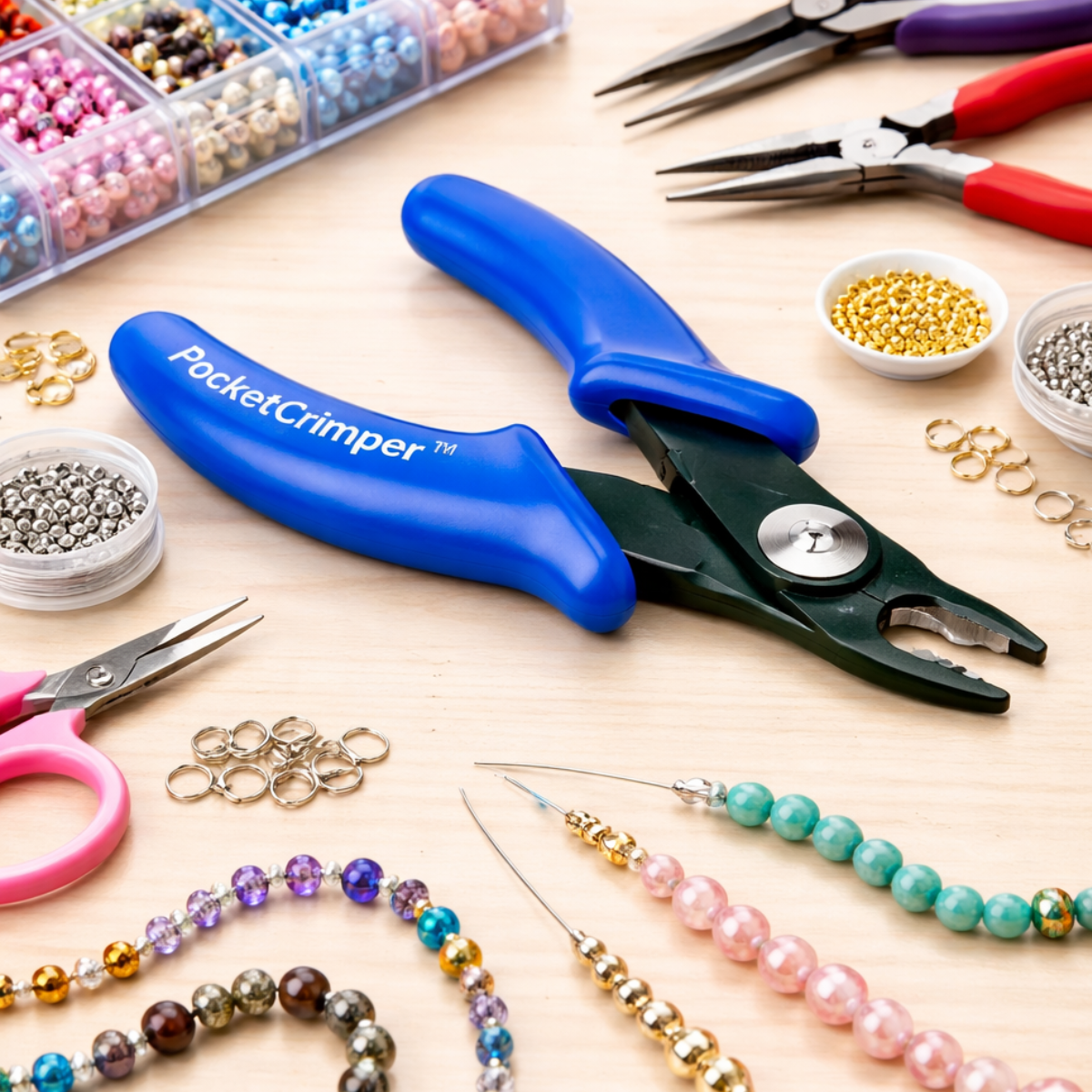 3.5" Pocket Sized Crimper: Portable Beading Companion | Dual Stations for Versatile Use | Precision Crimping up to 3mm | Complete Instructions Included