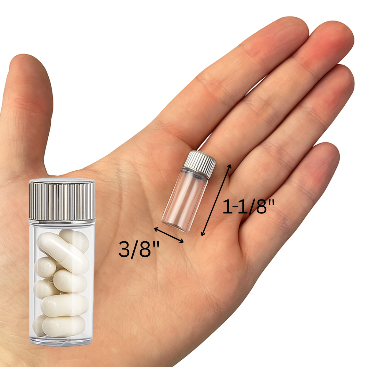 2" Metal Pill Holder with Key Ring and Vial  - CAM-86014