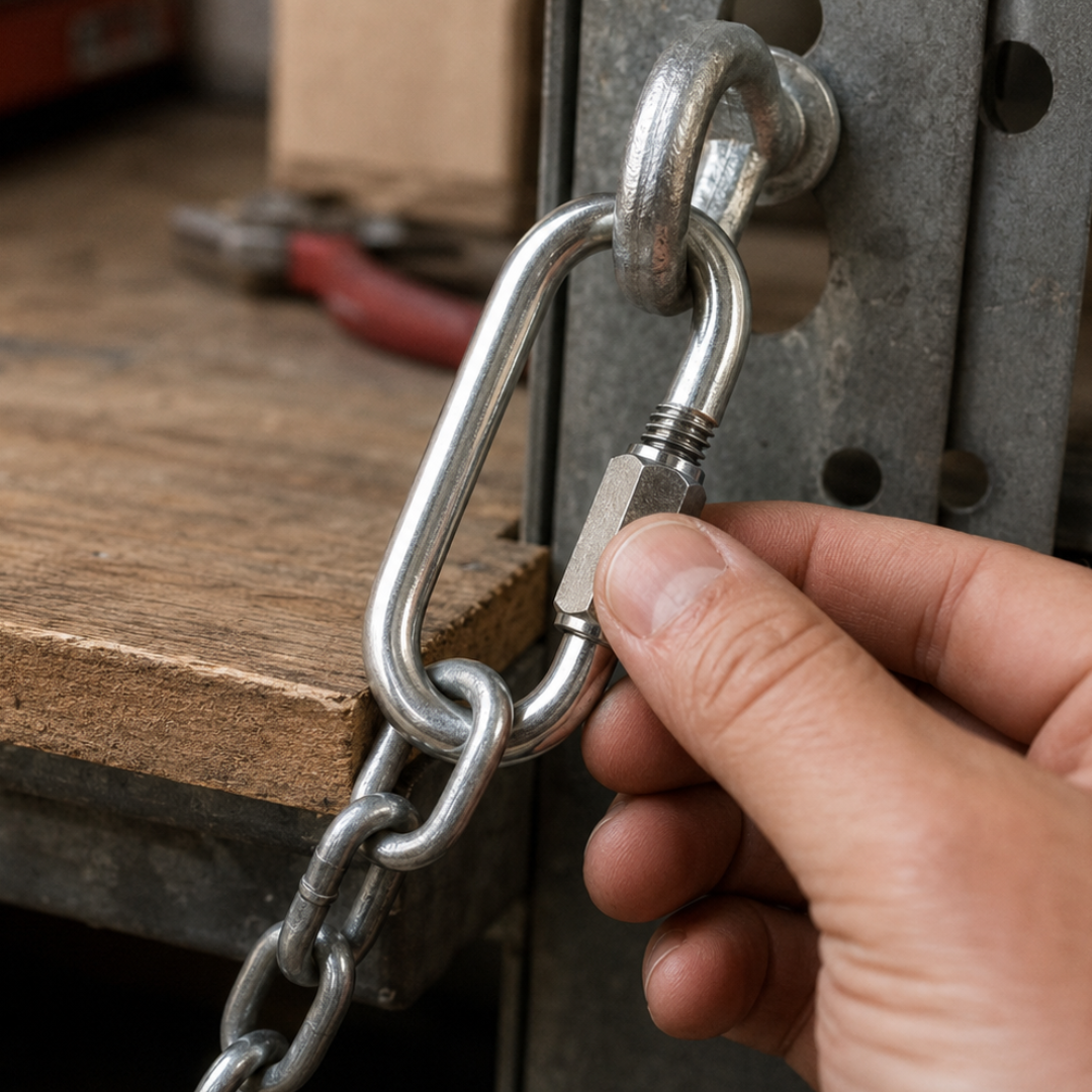 1/4 Inch Quick Links, 25-Pack – Steel Chain Connectors with Threaded Screw Closure for Chains, Cables, Eye Loops and General Hardware Applications