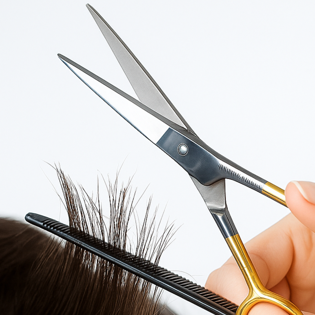 Professional Barber Scissors 6.5" – Premium Stainless Steel Hair Cutting Shears with Gold Tone Handle – Sharp Salon & Home Haircutting Scissors