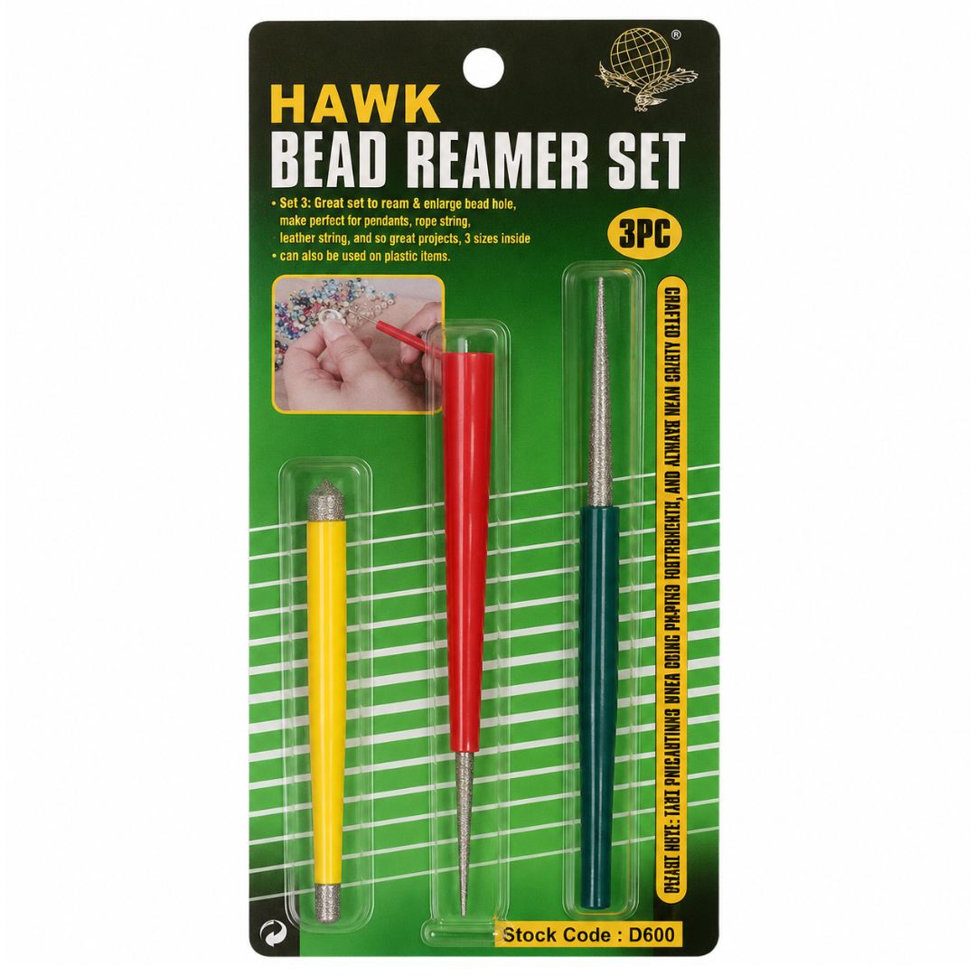 3 Piece Bead Reamer Set, 3.5", 4.25" & 5" Diamond Tipped Bead Hole Reamers with Color Coded Handles, Jewelry Making Tool Set for Smoothing Beads, Cleaning Holes & Wire Threading