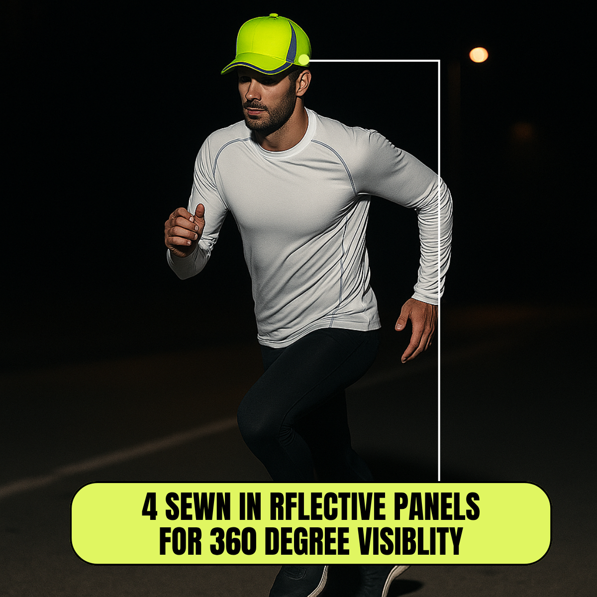 High Visibility Neon Reflective Safety Ball Cap – Adjustable Hat for Night Walking, Running, Biking, and Outdoor Work