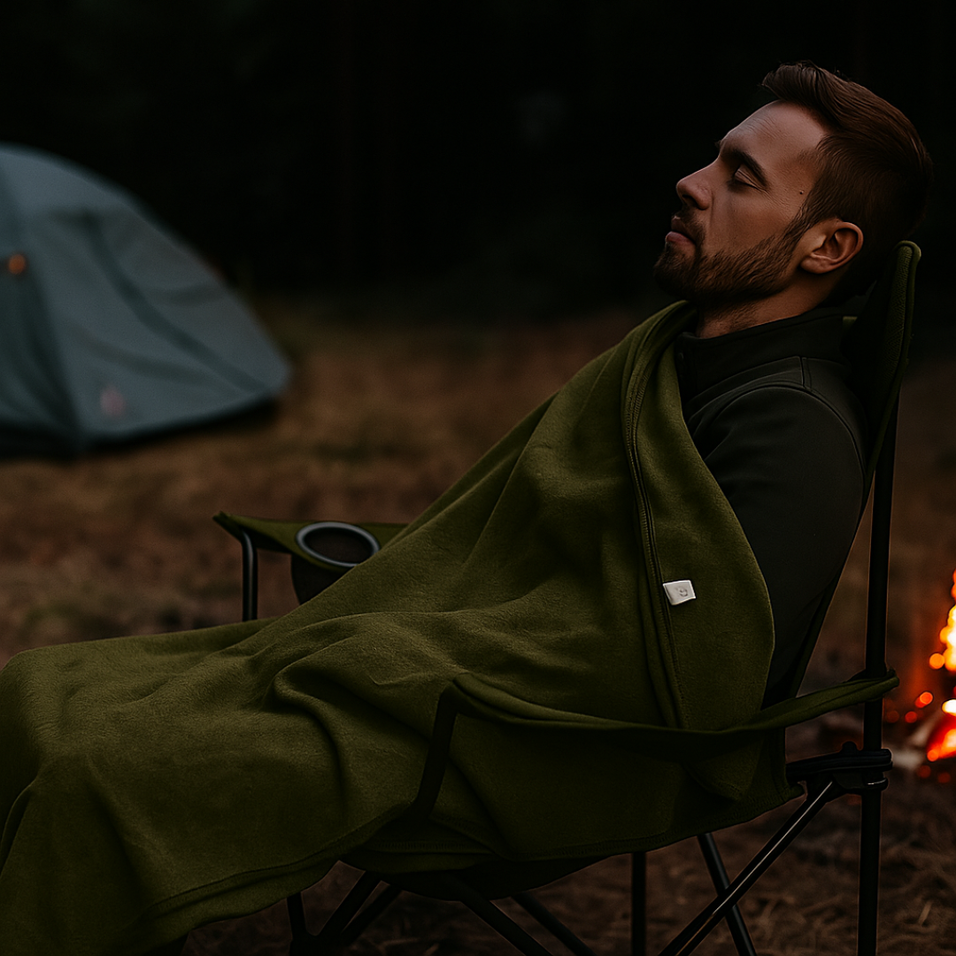 60" x 80" 70% Wool Synthetic Blend Olive Green Blanket  - CAM-50121