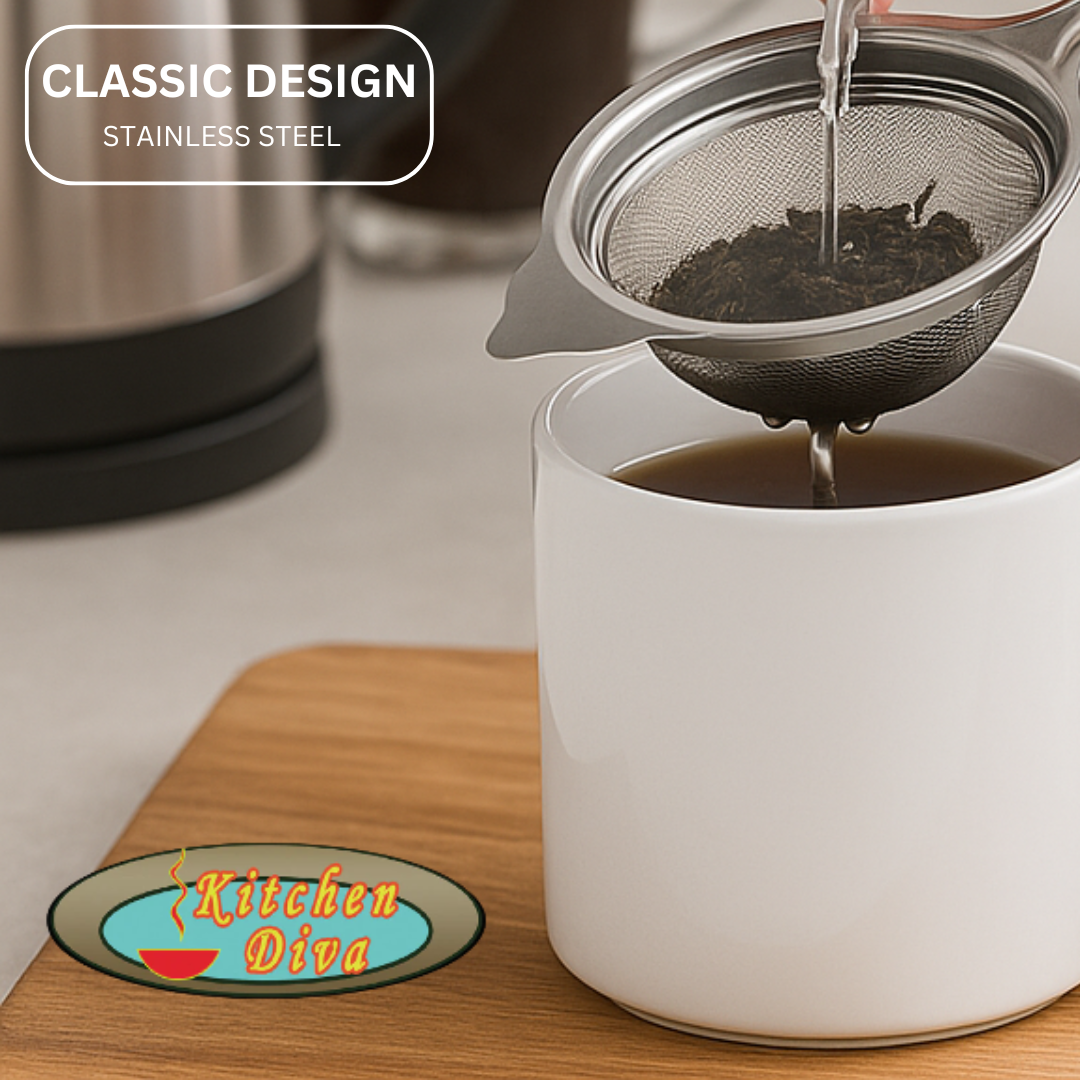 2 Pc. Medium-Sized Stainless Steel Tea Strainer – 2.5” Fine Mesh Infuser with Long Handle – Rust-Proof, Easy to Use, Perfect for Loose Leaf Tea, Coffee, and More