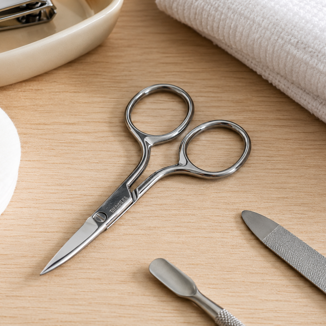 Stainless Steel Nail Scissors, 3.5 Inch Small Curved Blade Manicure Scissors for Fingernails, Toenails, Cuticles & Ingrown Nails, Vinyl Sleeve Included, Pack of 2 - SC-37352-Z02