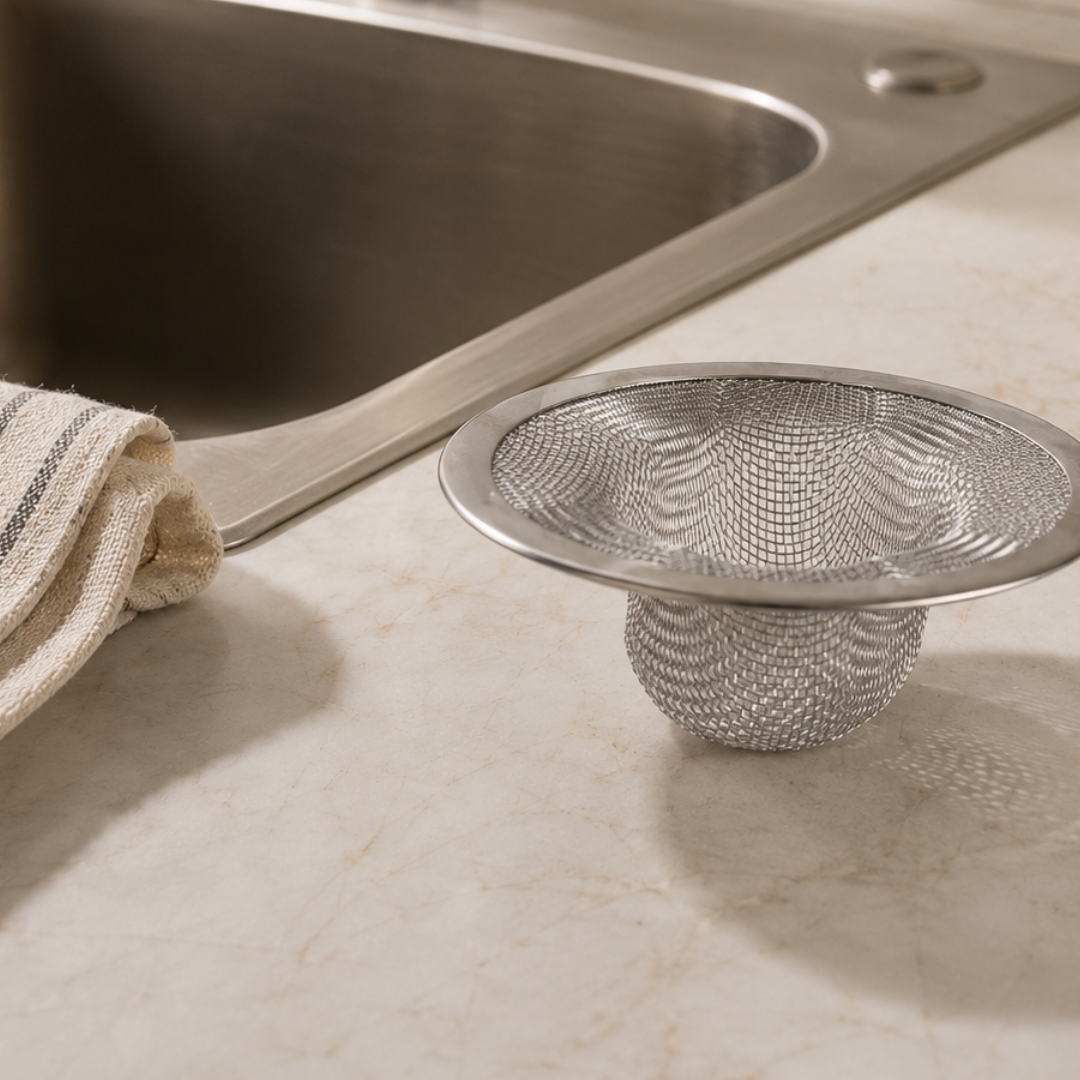 4.5 Inch Stainless Steel Mesh Sink Strainer, Fine Mesh Kitchen Drain Basket for Catching Food Debris, Durable Round Sink Drain Filter