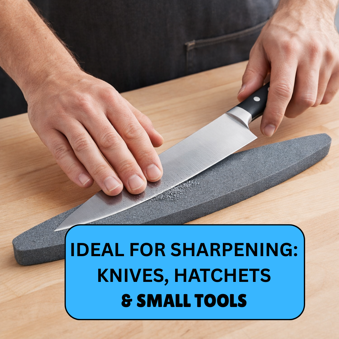 9" Aluminum Oxide Sharpening Stone – Coarse & Fine Grit Dual-Sided Stone for Knives, Hatchets & Small Tools