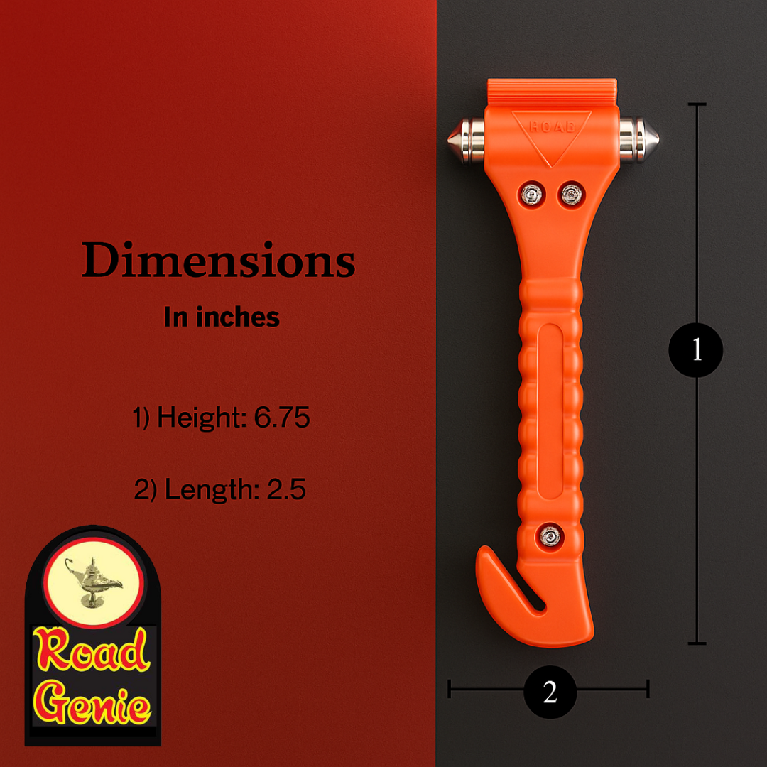 Emergency Escape Hammer with Seatbelt Cutter (Orange) – Auto Safety Tool for Car, SUV, Truck – Window Breaker with Sharp Steel Tips & Protective Holder – PH-00545