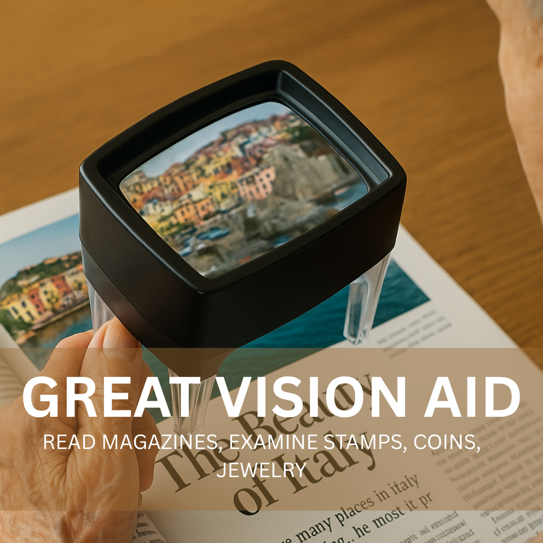 2.75X Printer’s Magnifier Loupe with Clear Plastic Side Panels – Dome Style, Rectangular Lens