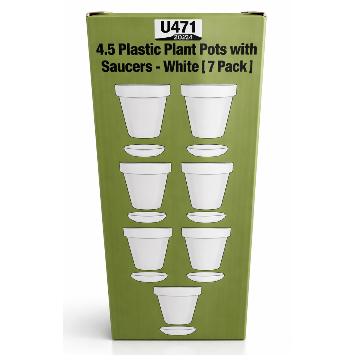 4.5 Inch Plastic Plant Pots with Drainage Holes & Saucers – White Flower Pots for Indoor Plants, Succulent & Herb Planters, Lightweight Modern Design – 7 Pack