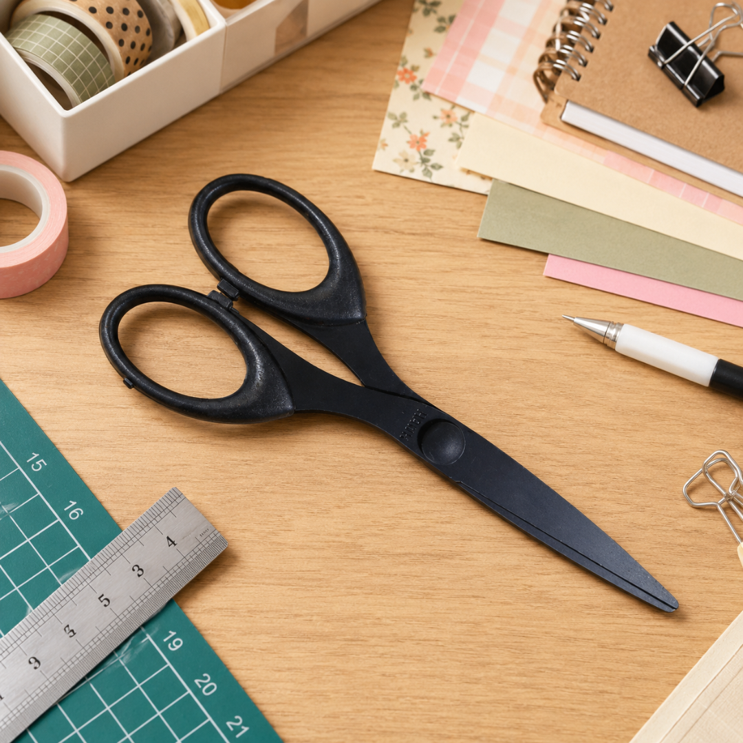 6.5 Inch Non-Stick Craft Scissors, Black Stainless Steel Precision Scissors for Scrapbooking, Tape, Paper, Jewelry Making, Hobbies & DIY Projects, Ambidextrous Handles, Pack of 2
