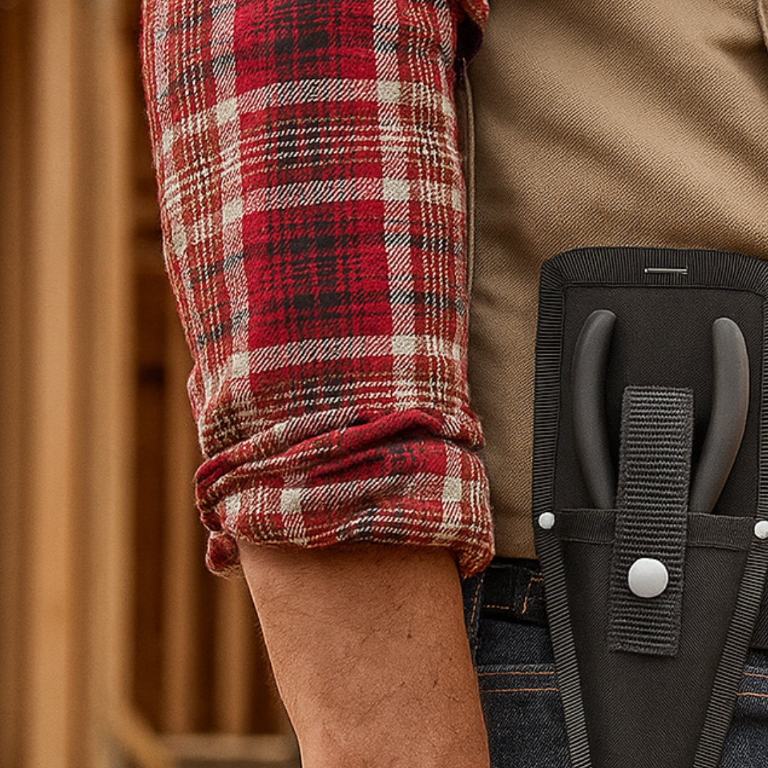 Nylon Plier Holster with Belt Clip – 8.75" Heavy-Duty Tool Holder for Pliers, Snips, Cutters & Small Hand Tools – Durable Riveted Construction, Secure Strap Closure – Black