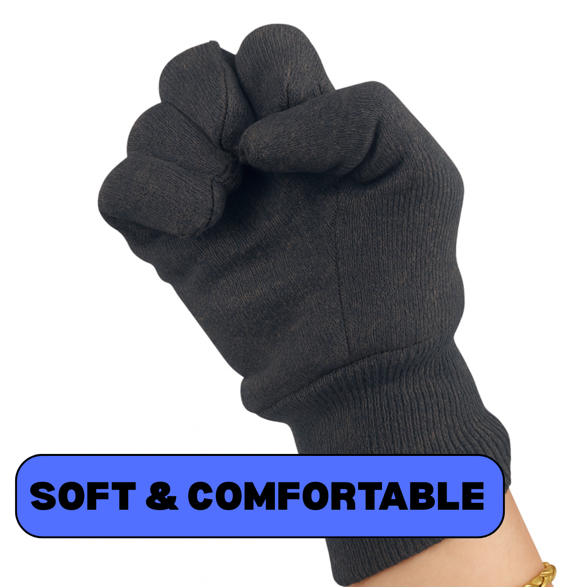 Men’s 8 oz Brown Jersey Work Gloves with Knit Wrist, Large – Cotton Gardening & Yard Gloves, Reusable, Pack of 12 (GL-07500-Z12)