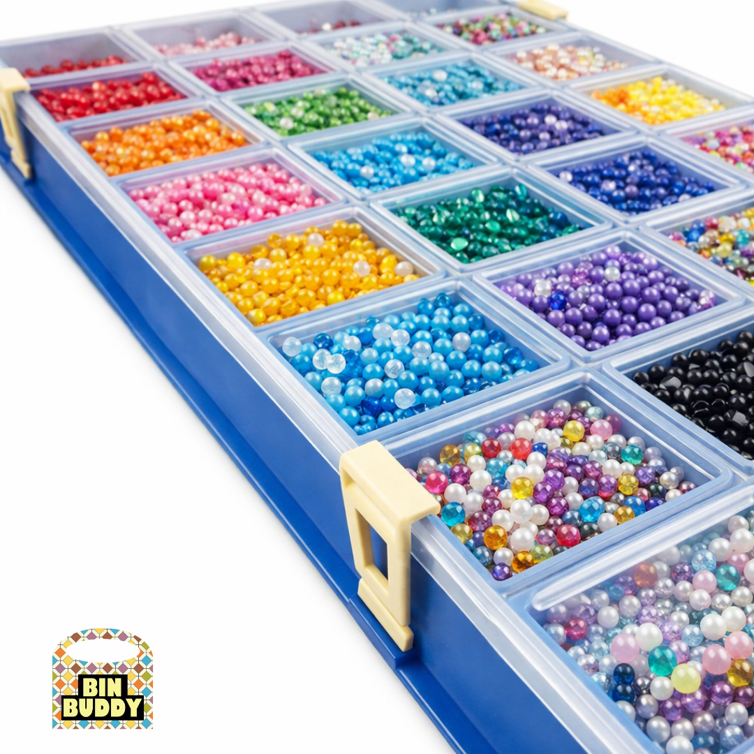 Clear Plastic Organizer Box with Multiple Compartments – 13" x 8"