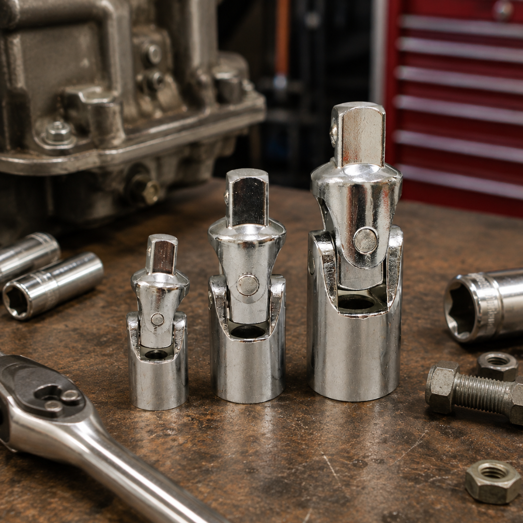 3-Piece Universal Joint Socket Adapter Set – 1/4", 3/8" & 1/2" Drive – Heavy-Duty Swivel Socket Accessories – TU-FR-8222