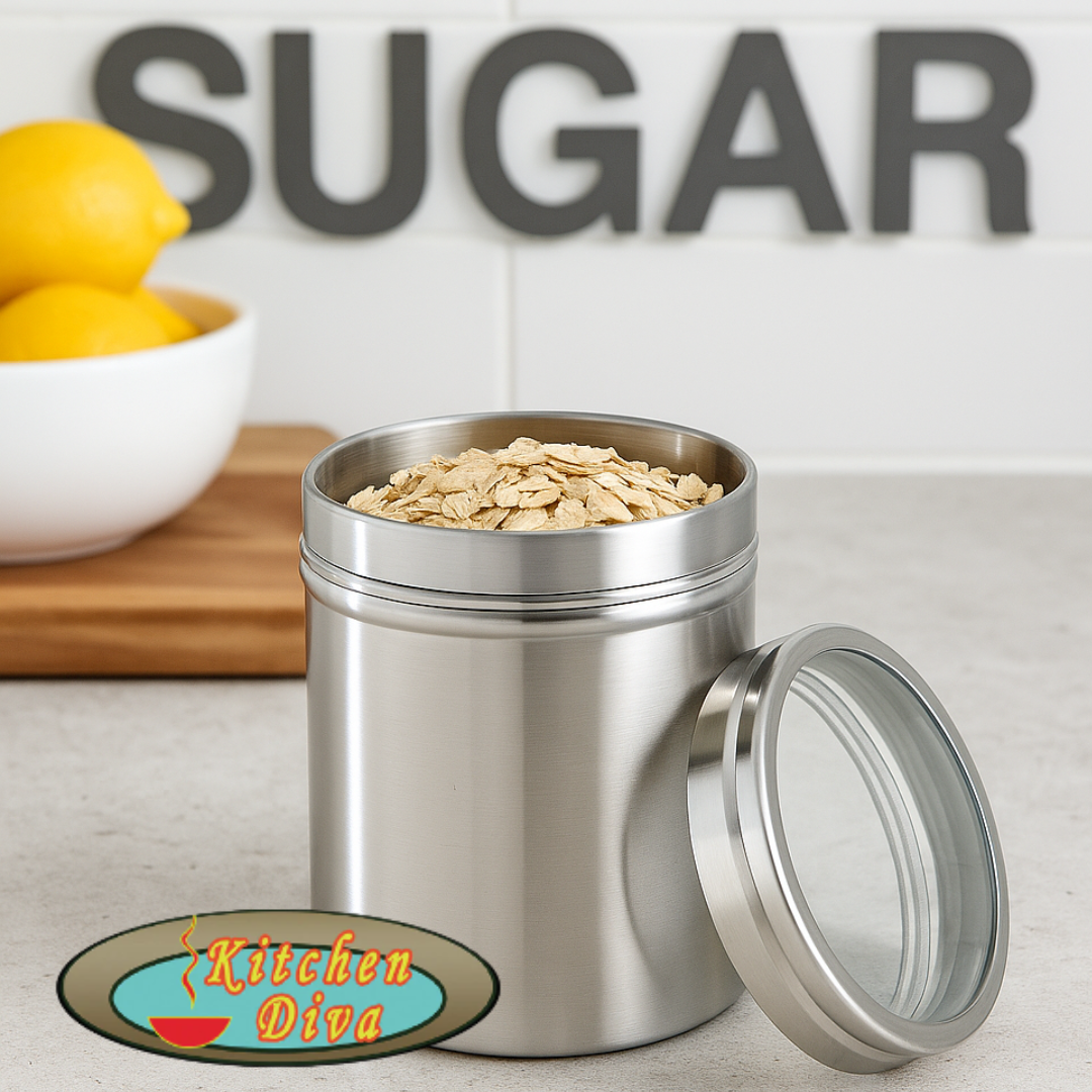 Mini Clear Stainless Steel Canister Set – Stackable Airtight Containers for Coffee, Sugar, Spices, Snacks, Crafts & More – Freshness-Sealing Lids